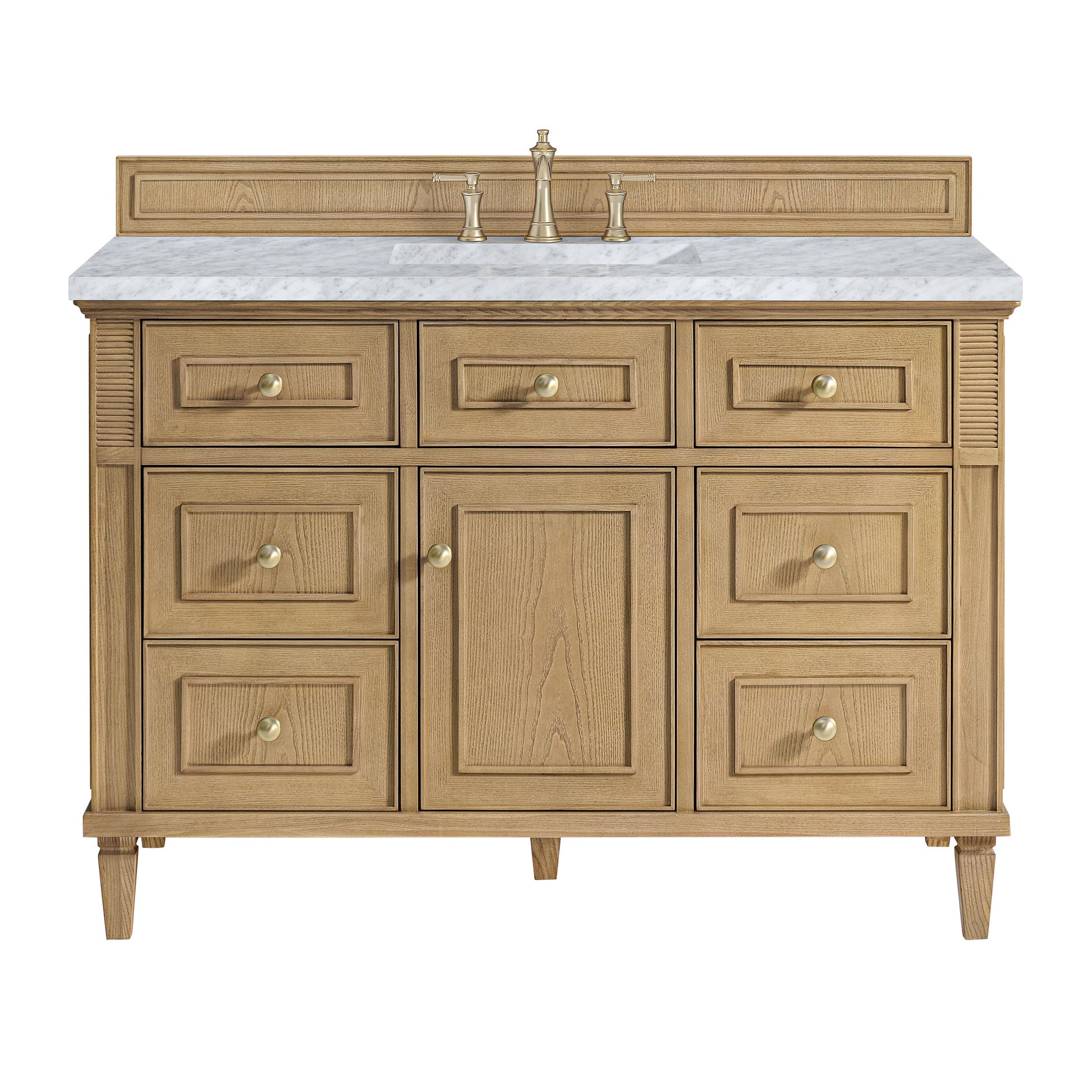 Light Natural Oak / Carrara White - 3 Faucet Holes