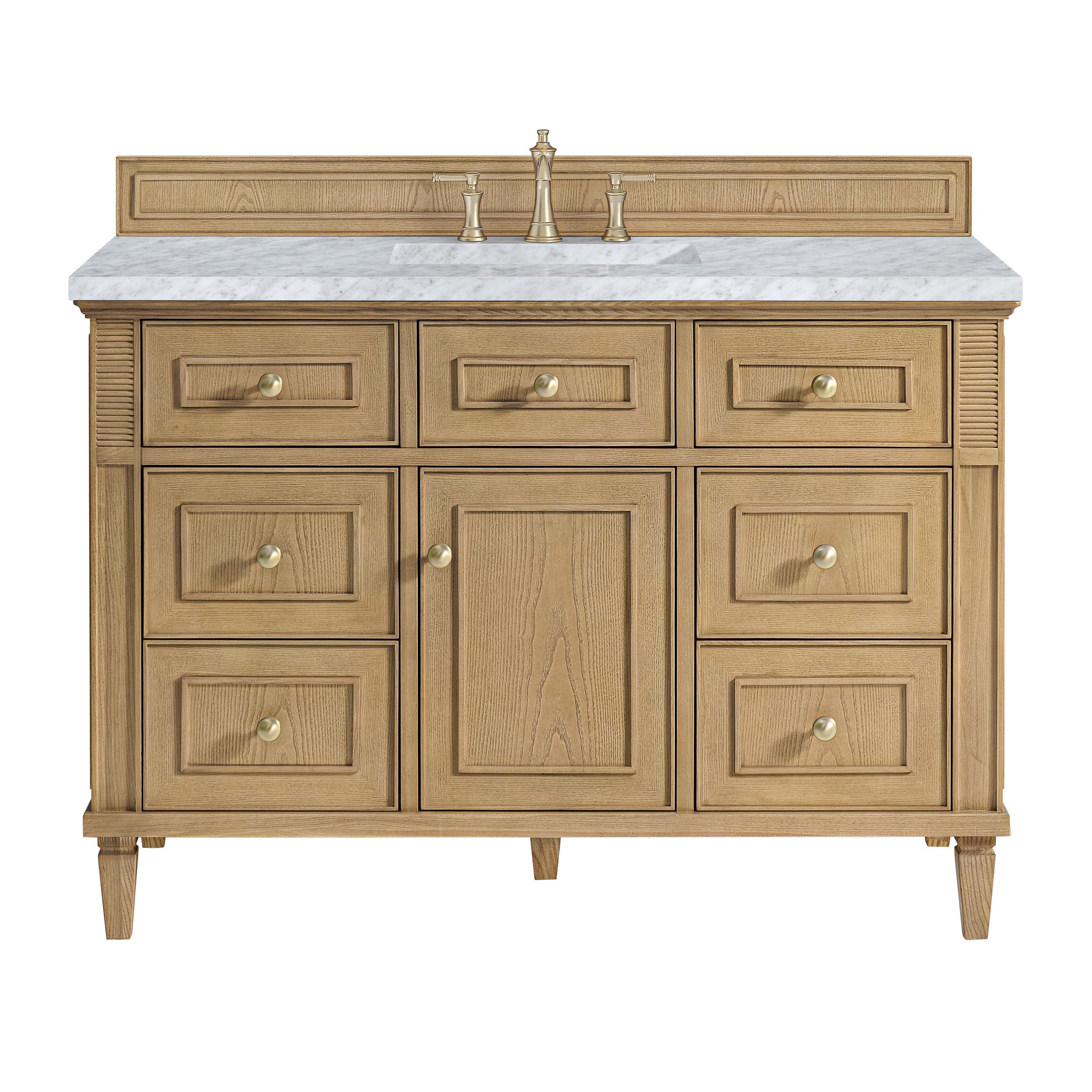 Light Natural Oak / Carrara White - 3 Faucet Holes