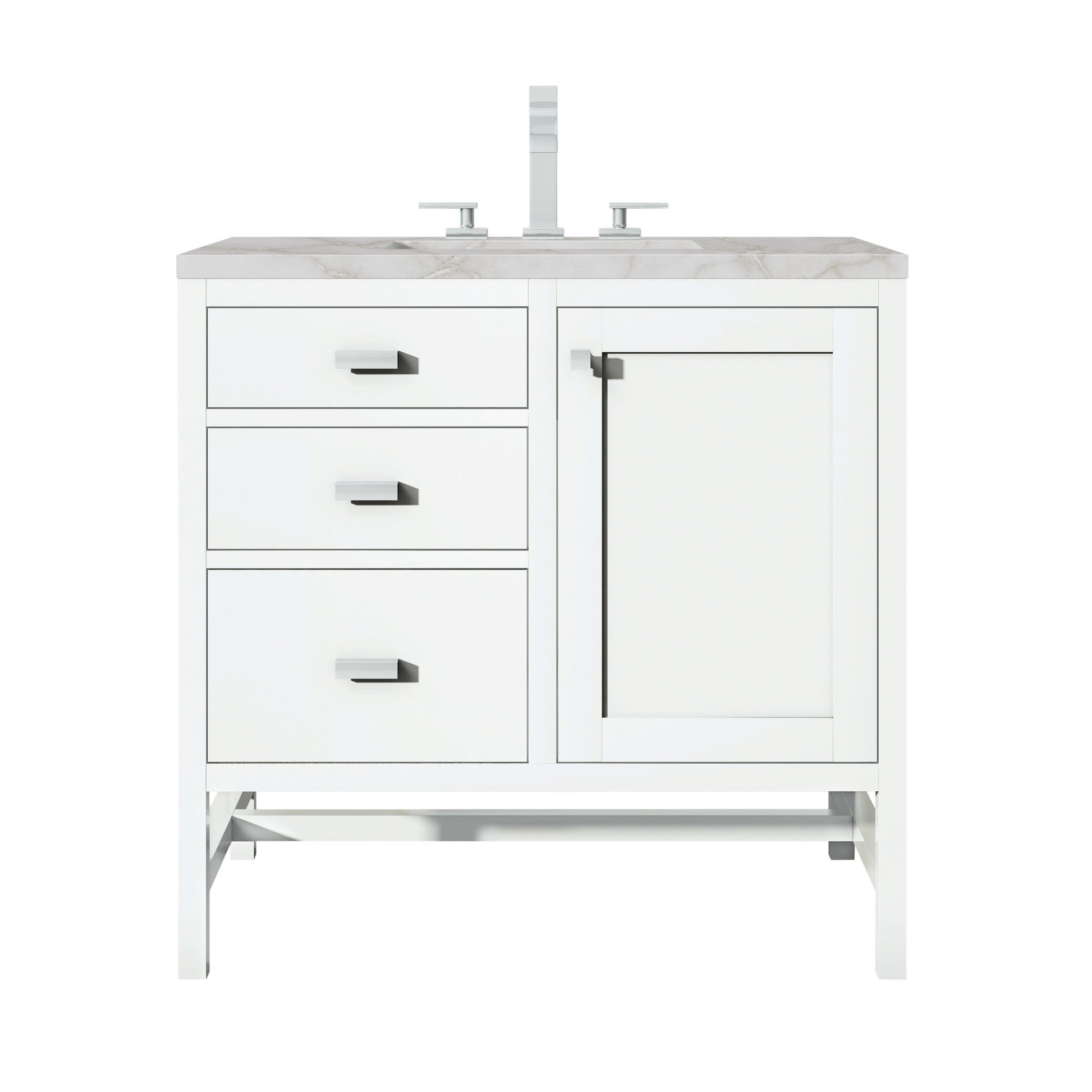 Glossy White / Victorian Silver - 3 Faucet Holes
