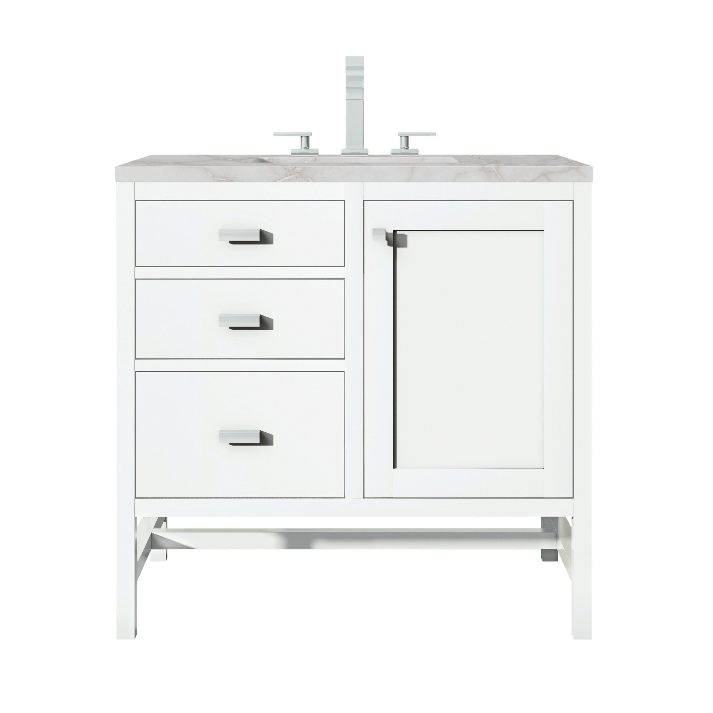 Glossy White / Victorian Silver - 3 Faucet Holes