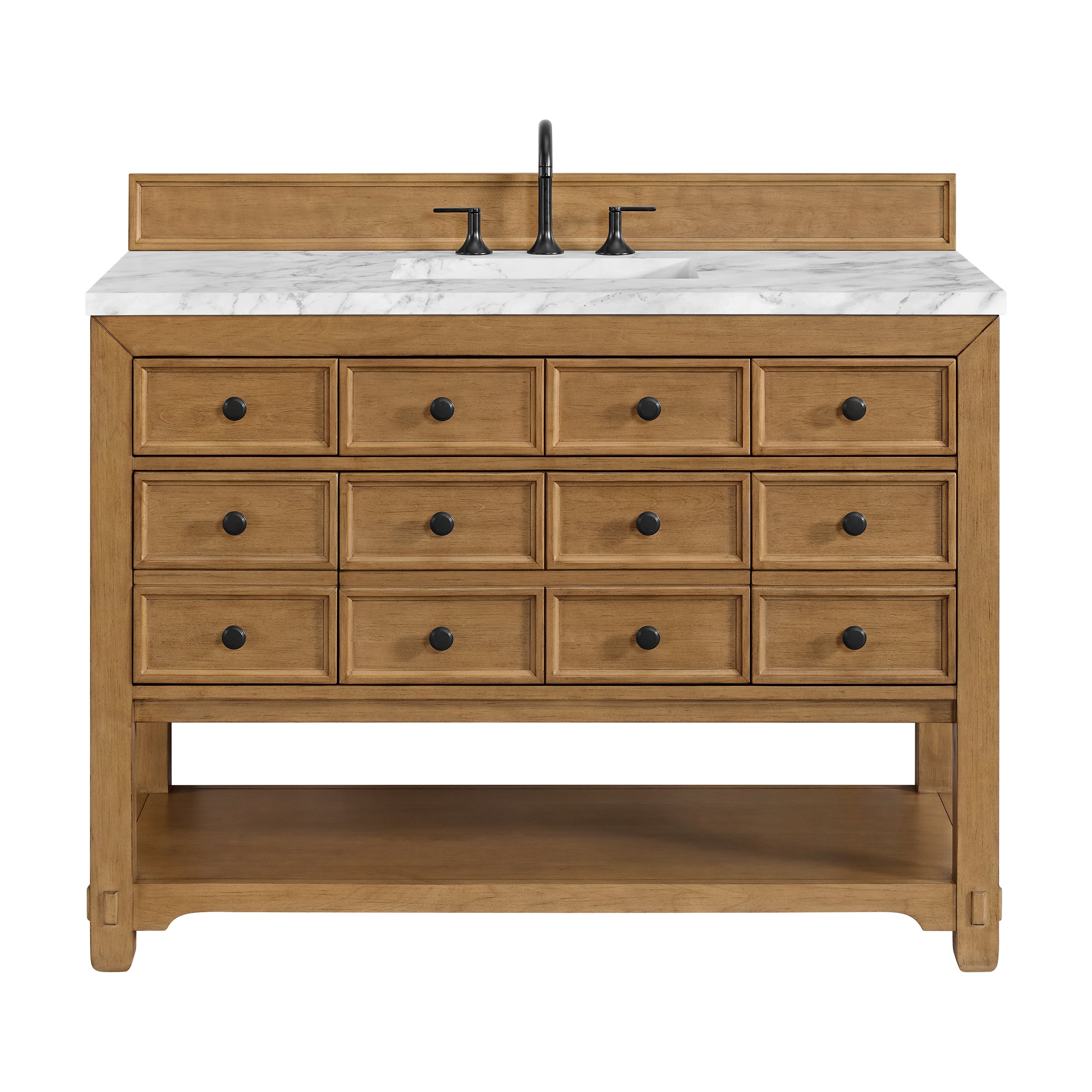Amber Birch / Carrara White - 3 Faucet Holes