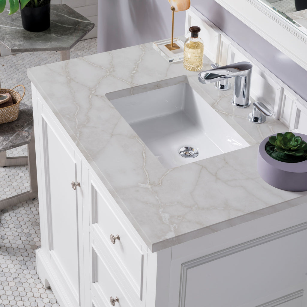 Bright White / Victorian Silver - 3 Faucet Holes