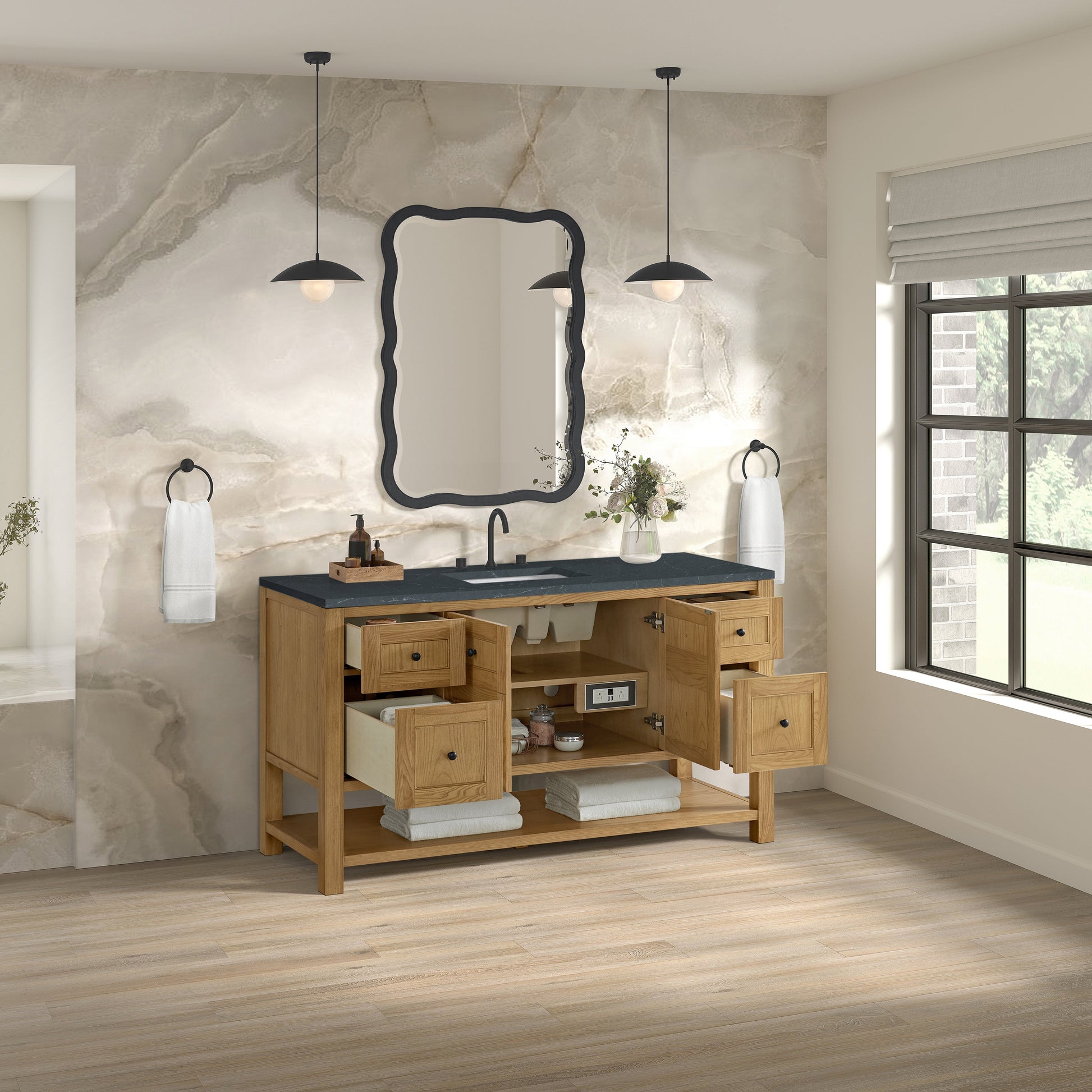 Light Natural Oak / Charcoal Soapstone - 3 Faucet Holes
