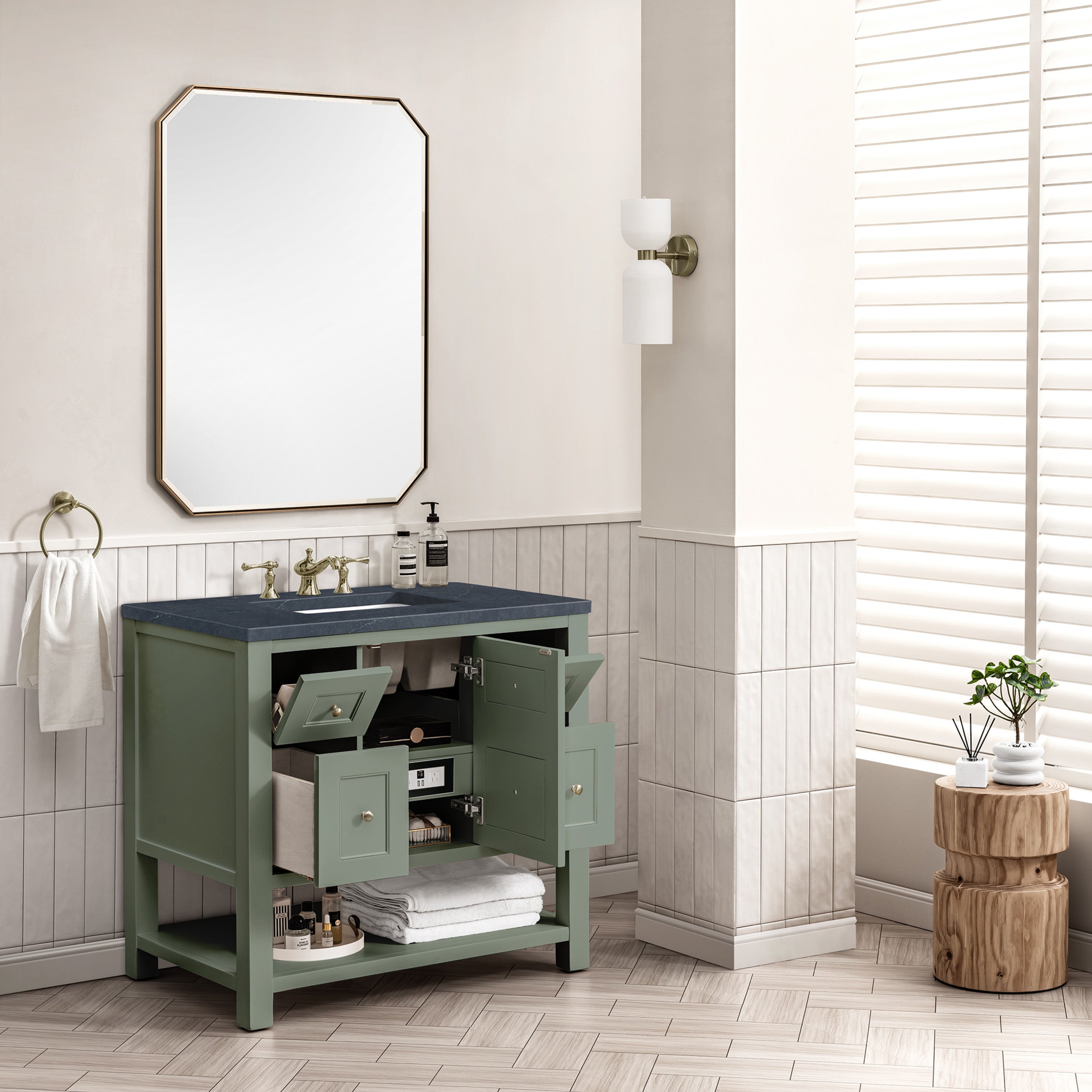 Smokey Celadon / Charcoal Soapstone - 3 Faucet Holes