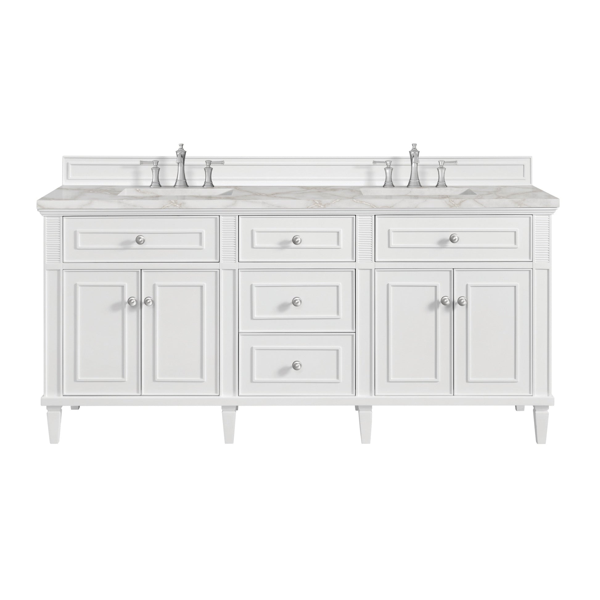 Bright White / Victorian Silver - 3 Faucet Holes