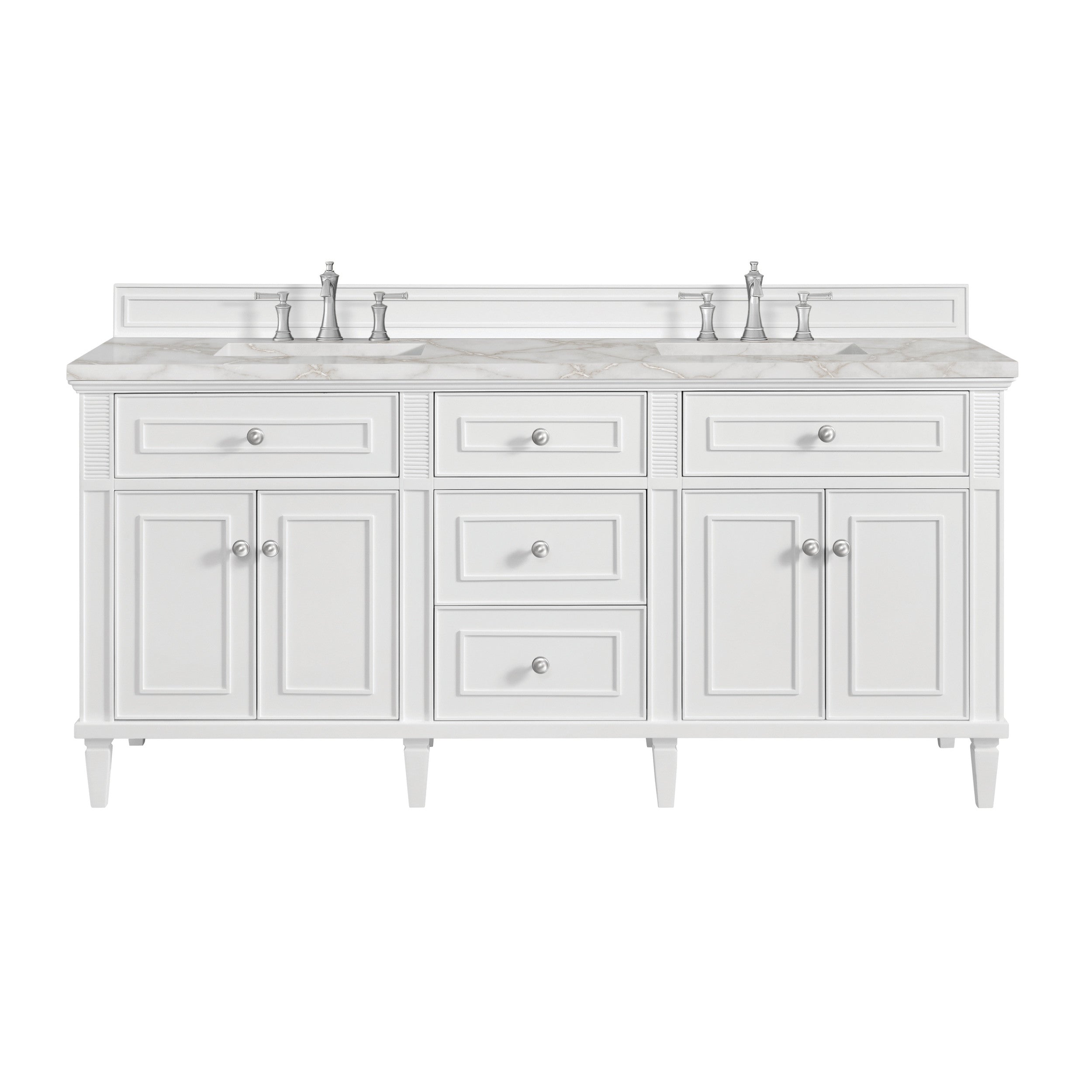 Bright White / Victorian Silver - 3 Faucet Holes