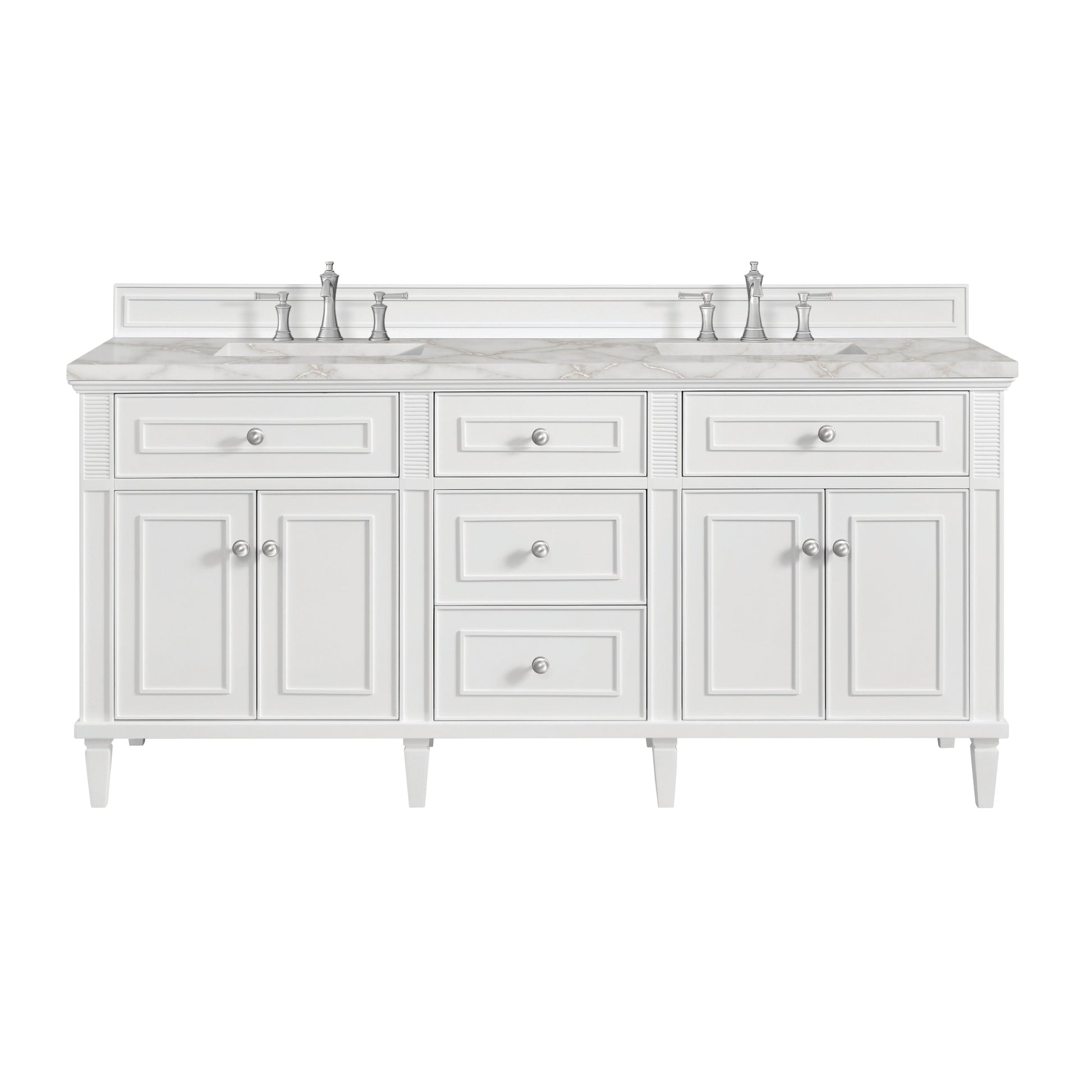 Bright White / Victorian Silver - 3 Faucet Holes