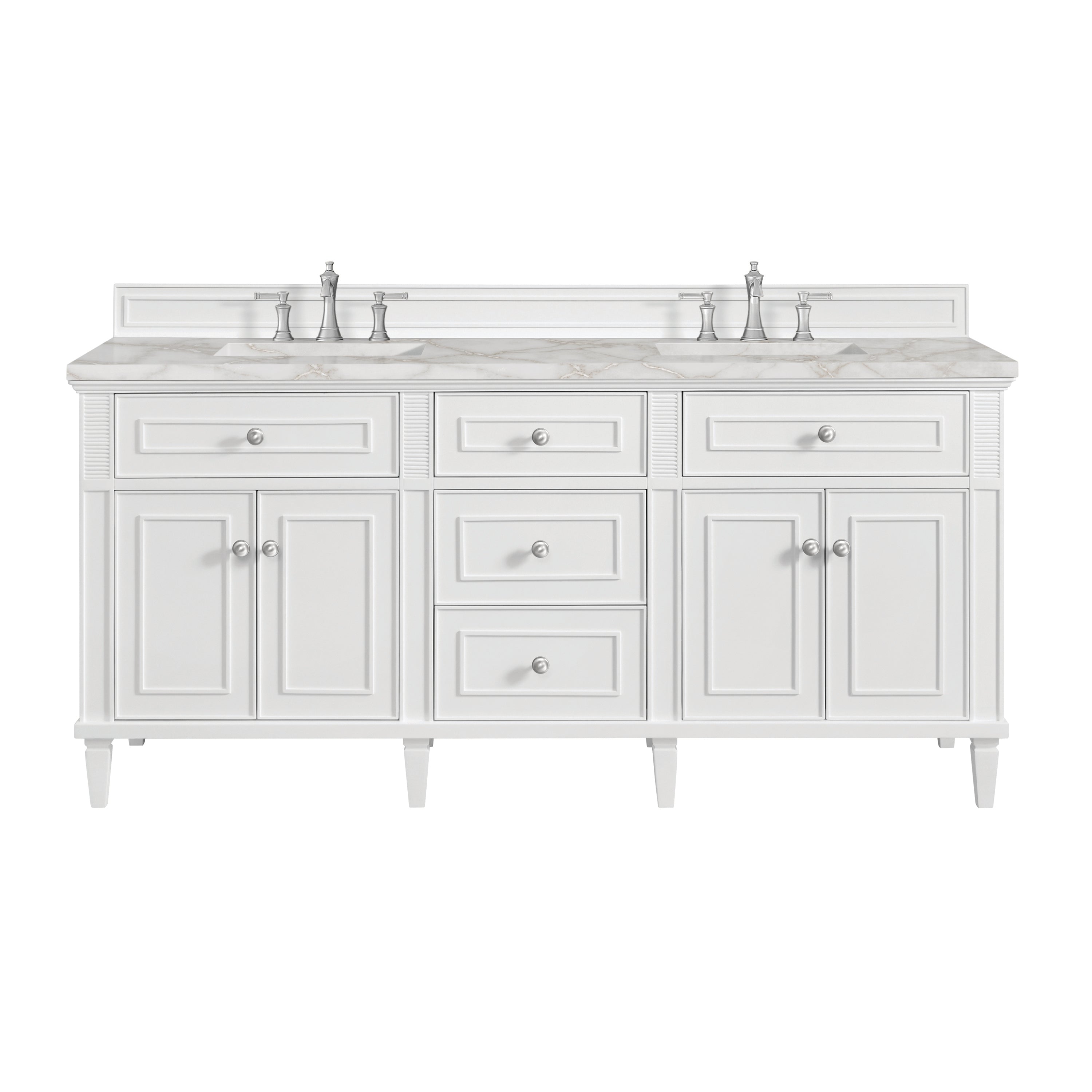 Bright White / Victorian Silver - 3 Faucet Holes