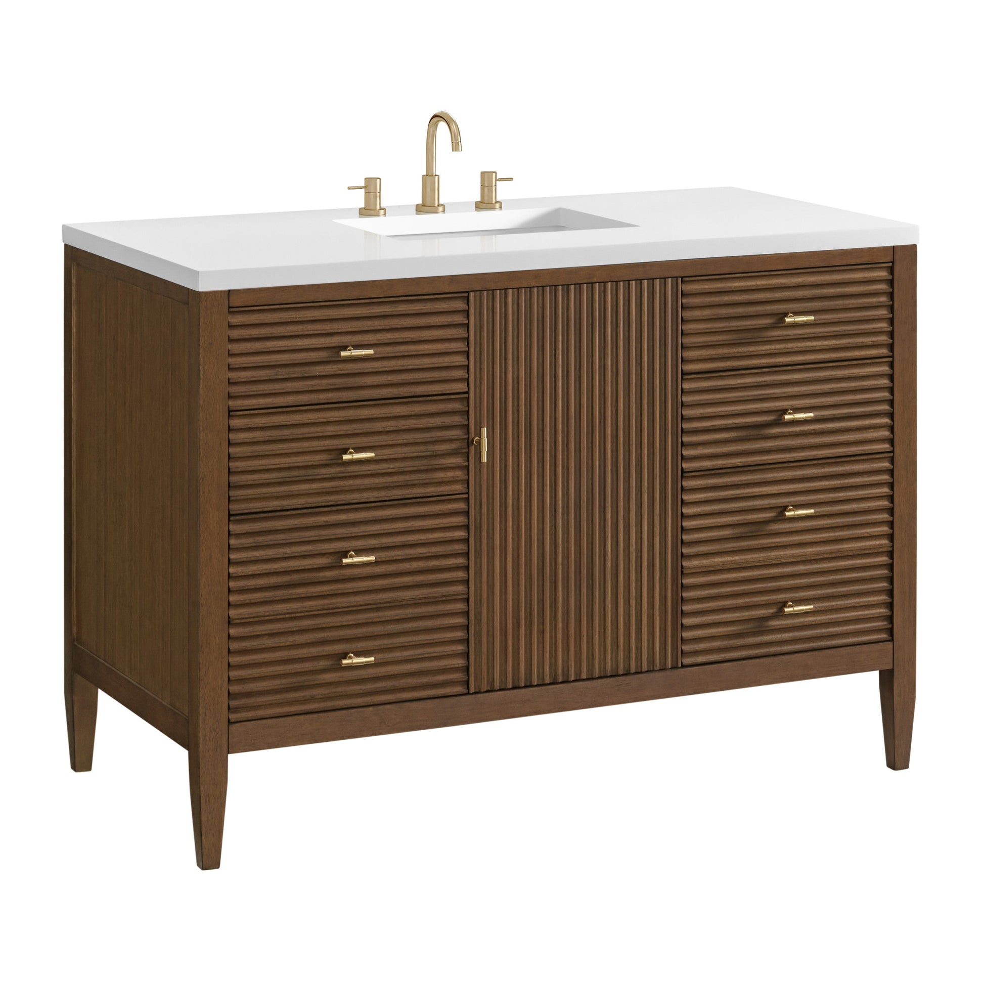 Mid-Century Walnut / White Zeus - 3 Faucet Holes