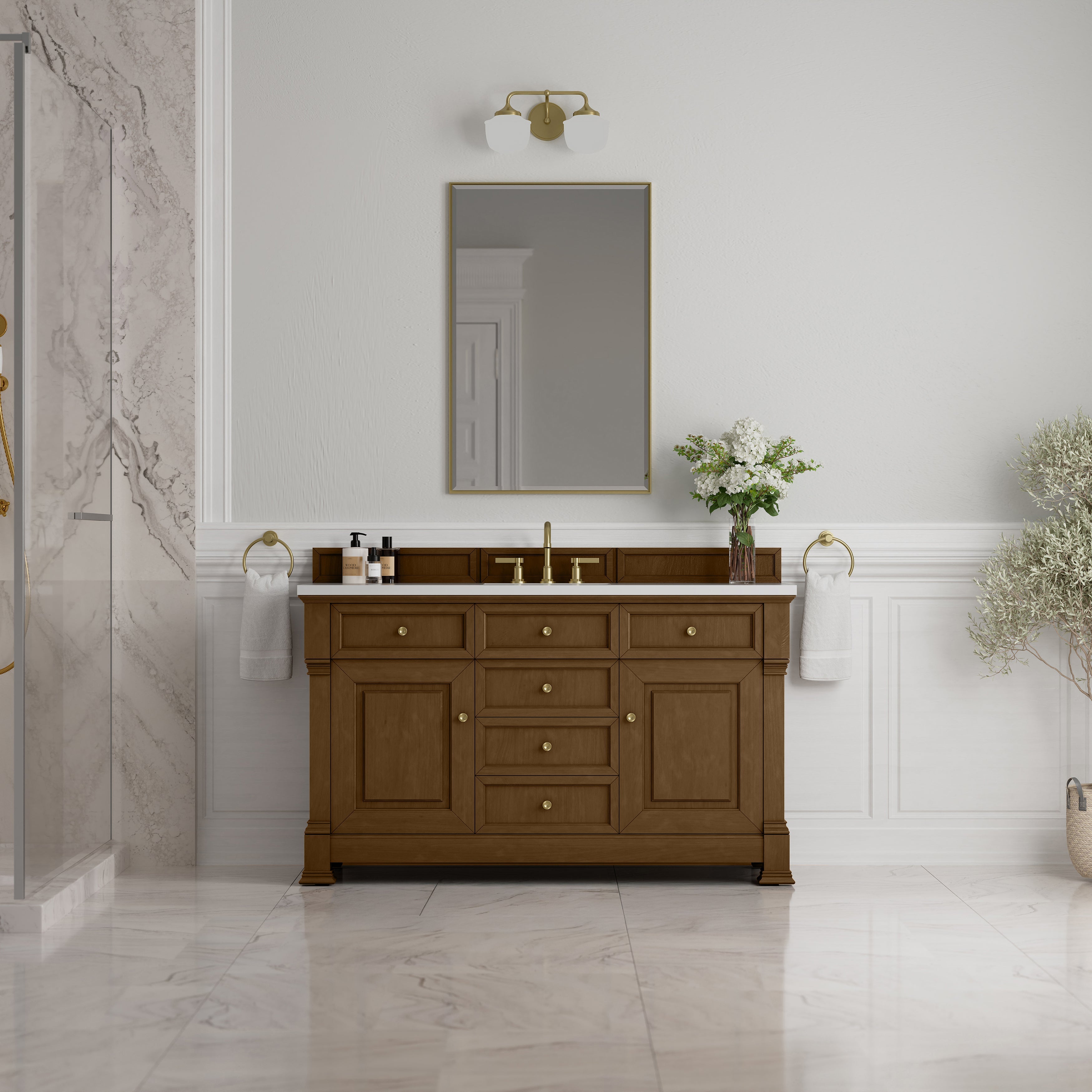 Honey Oak / White Zeus - 3 Faucet Holes