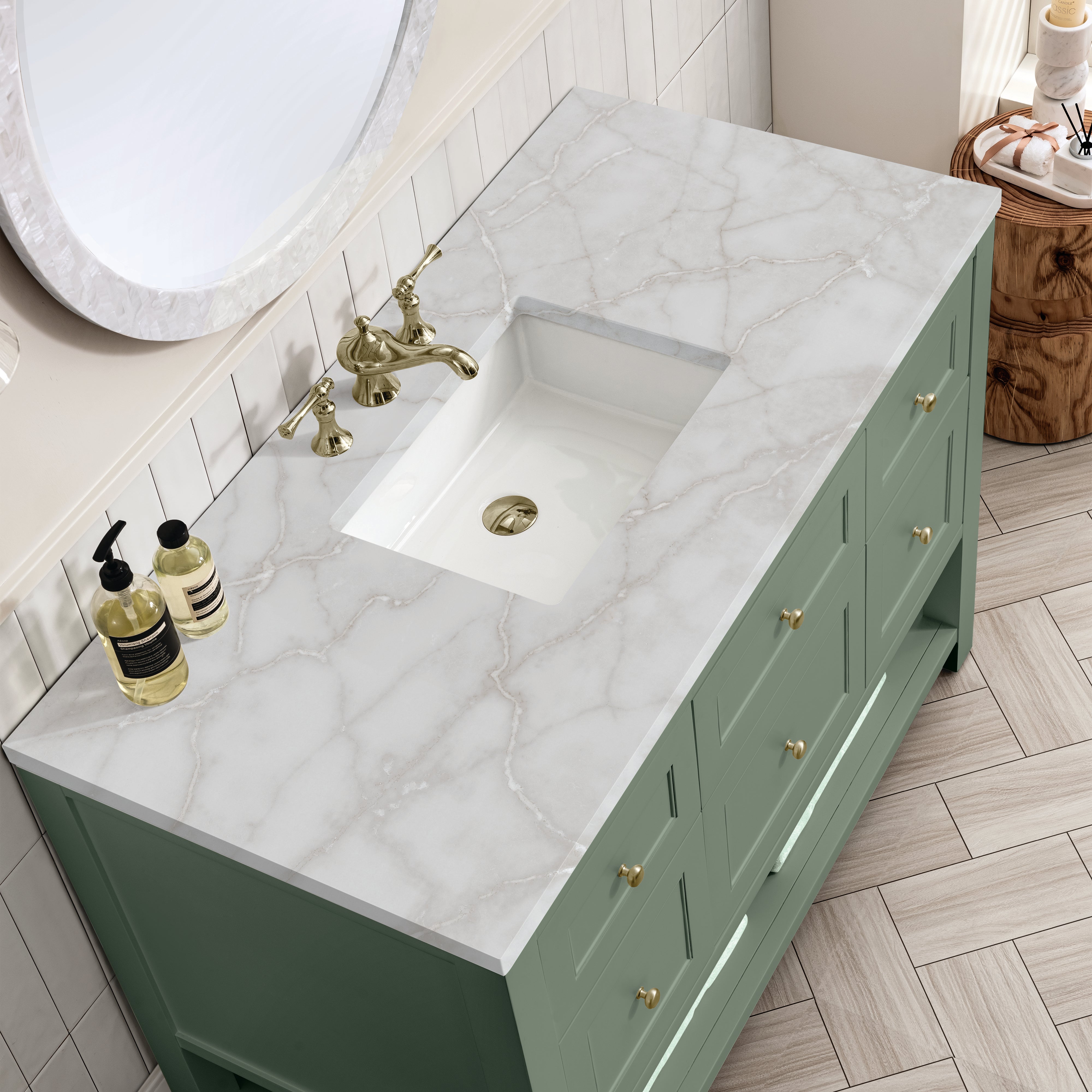 Smokey Celadon / Victorian Silver - 3 Faucet Holes