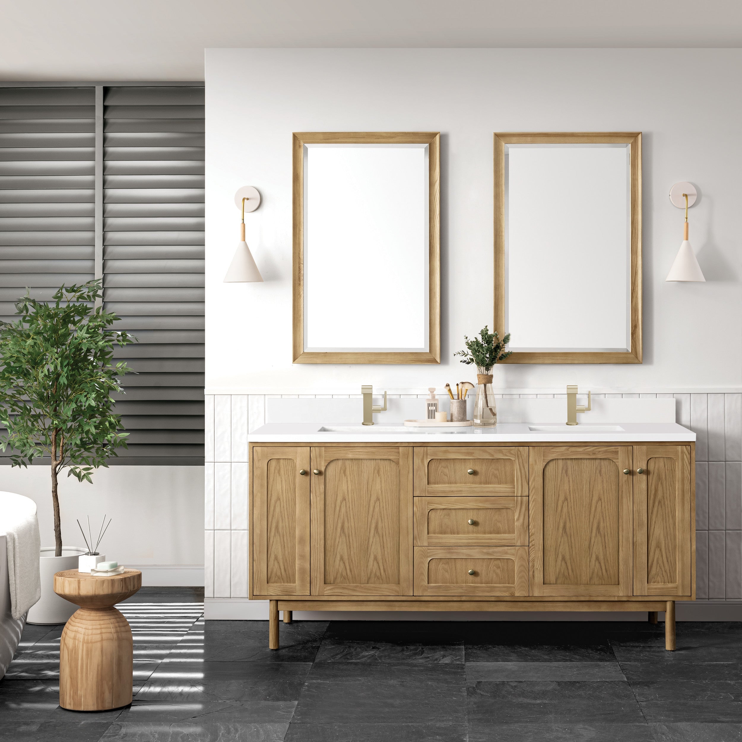 Light Natural Oak / White Zeus - 1 Faucet Hole