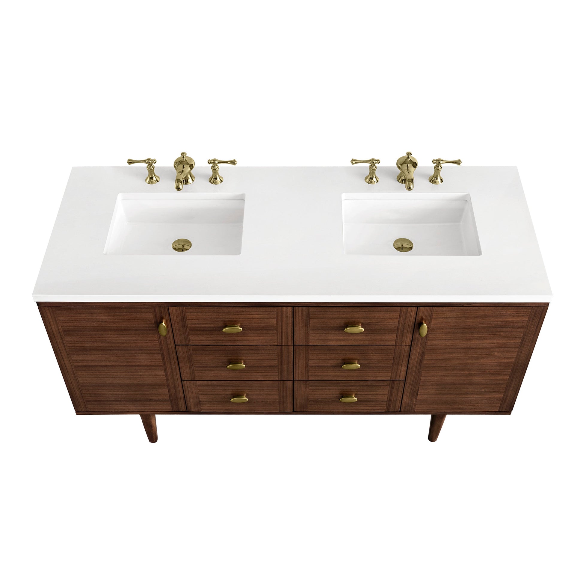 Mid-Century Walnut / White Zeus - 3 Faucet Holes