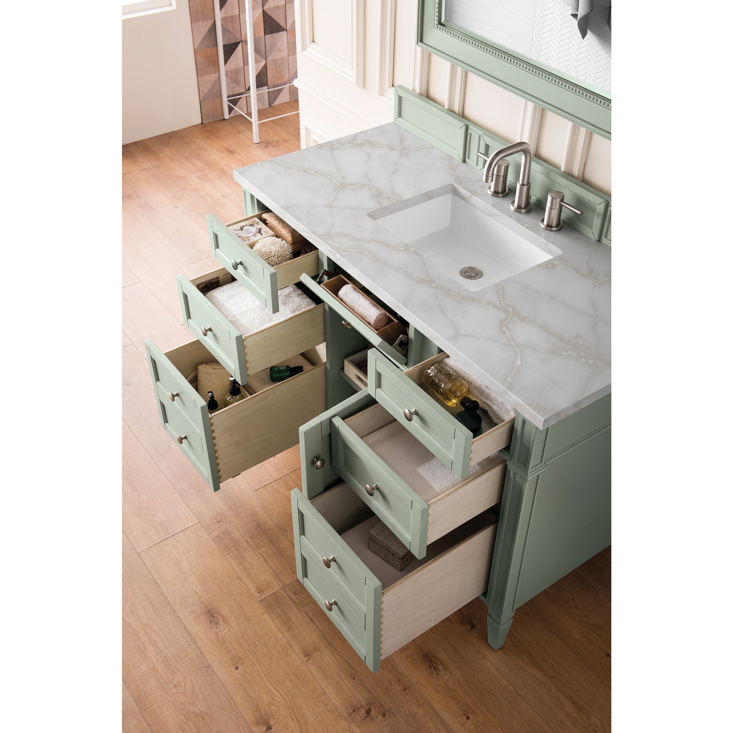 Sage Green / Victorian Silver - 3 Faucet Holes