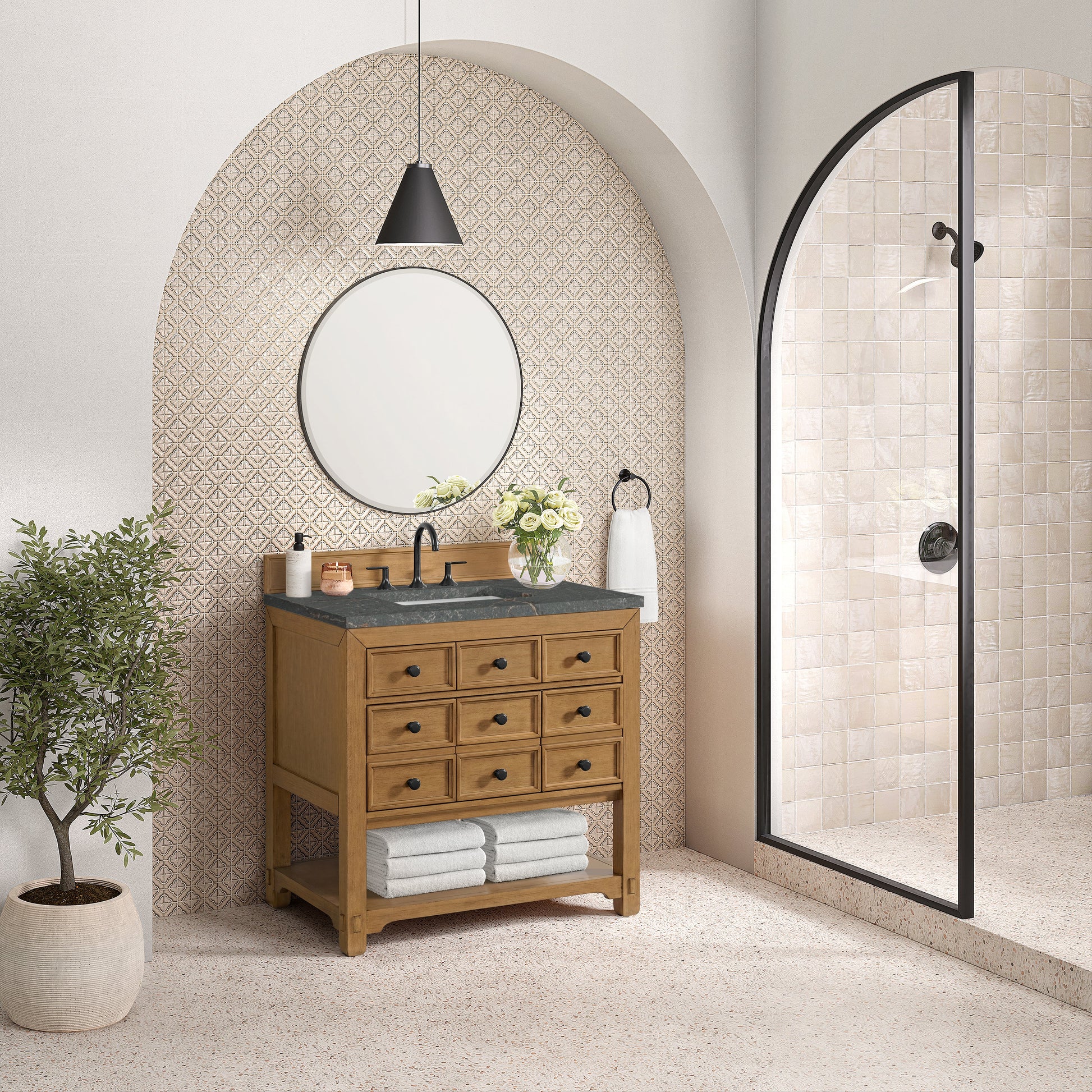 Light Natural Oak / Parisien Bleu - 3 Faucet Holes