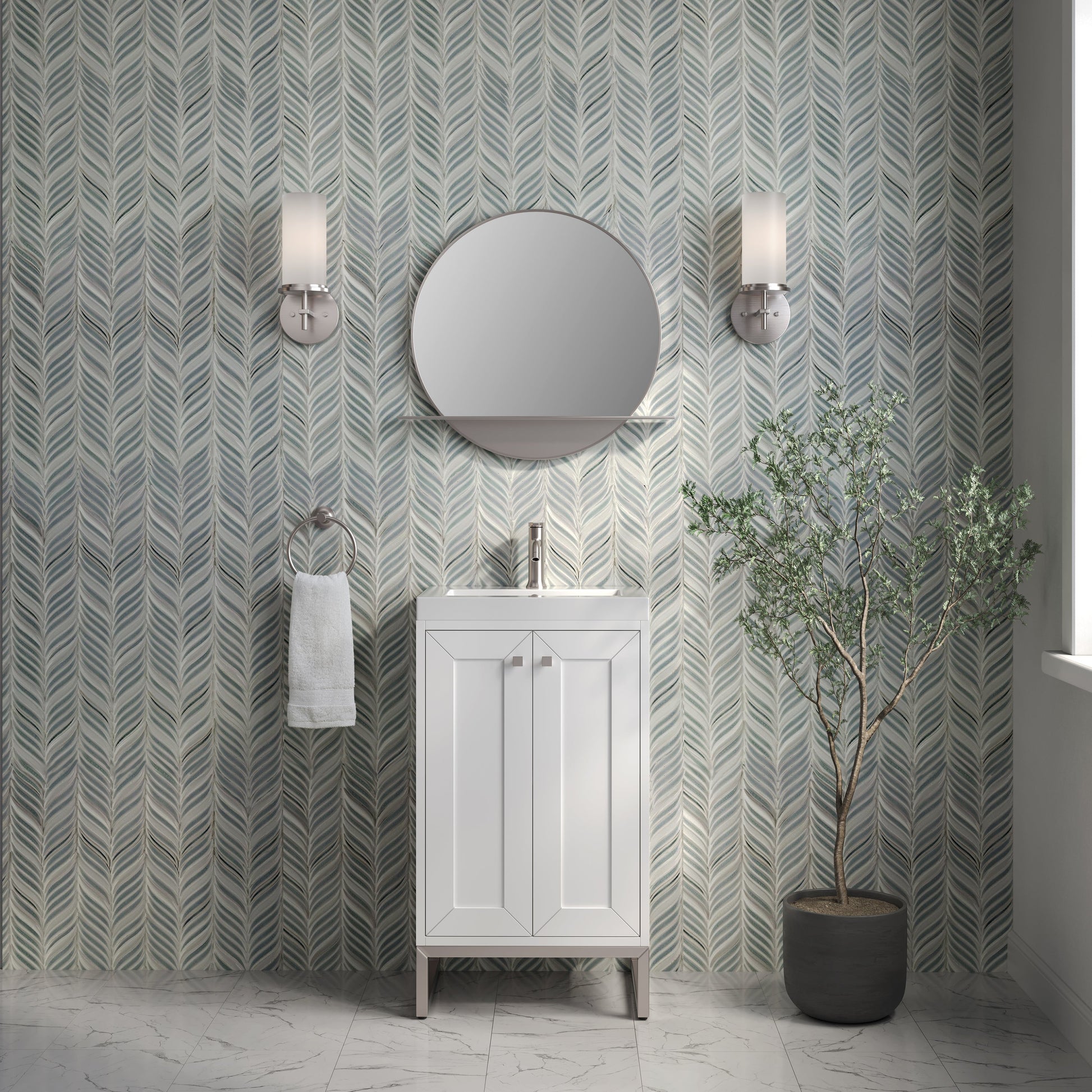 Glossy White / Brushed Nickel