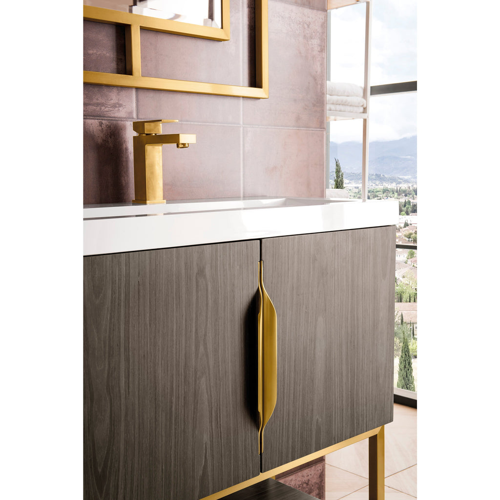 Ash Gray / Radiant Gold / Glossy White - 1 Faucet Hole