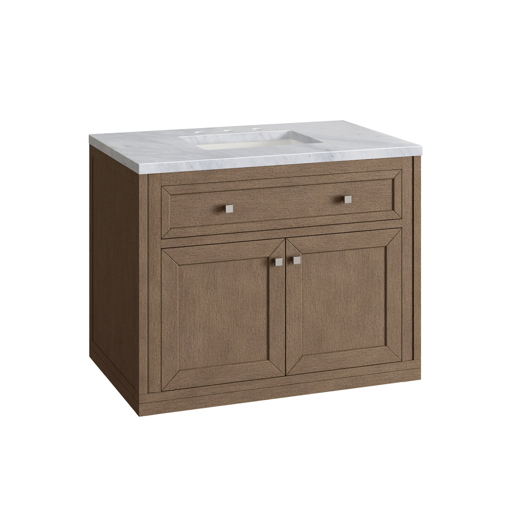 Whitewashed Walnut / Carrara White - 3 Faucet Holes