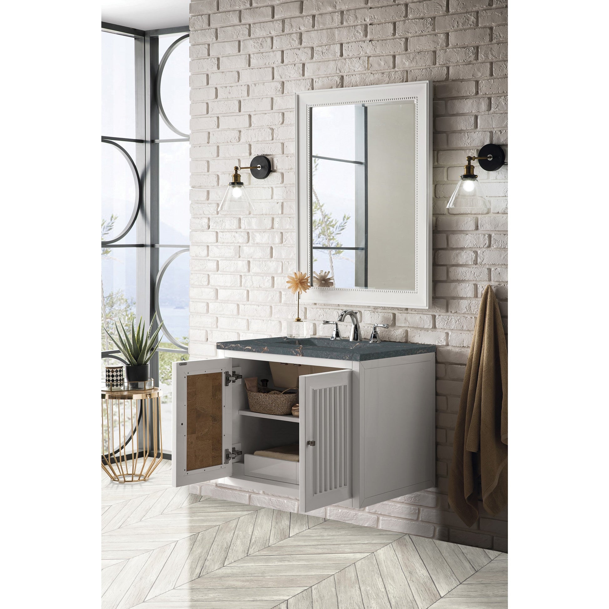 Glossy White / Parisien Bleu - 3 Faucet Holes