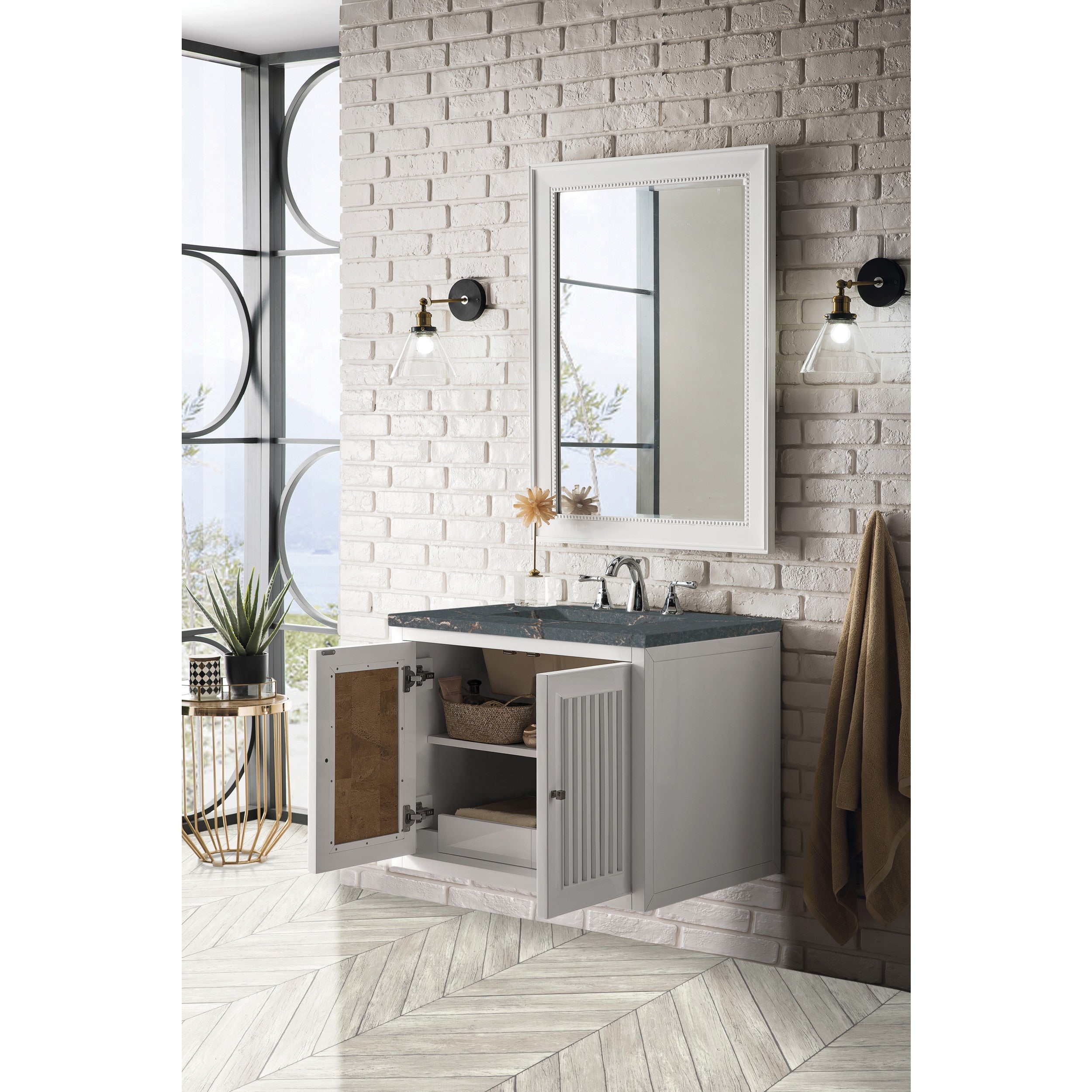 Glossy White / Parisien Bleu - 3 Faucet Holes