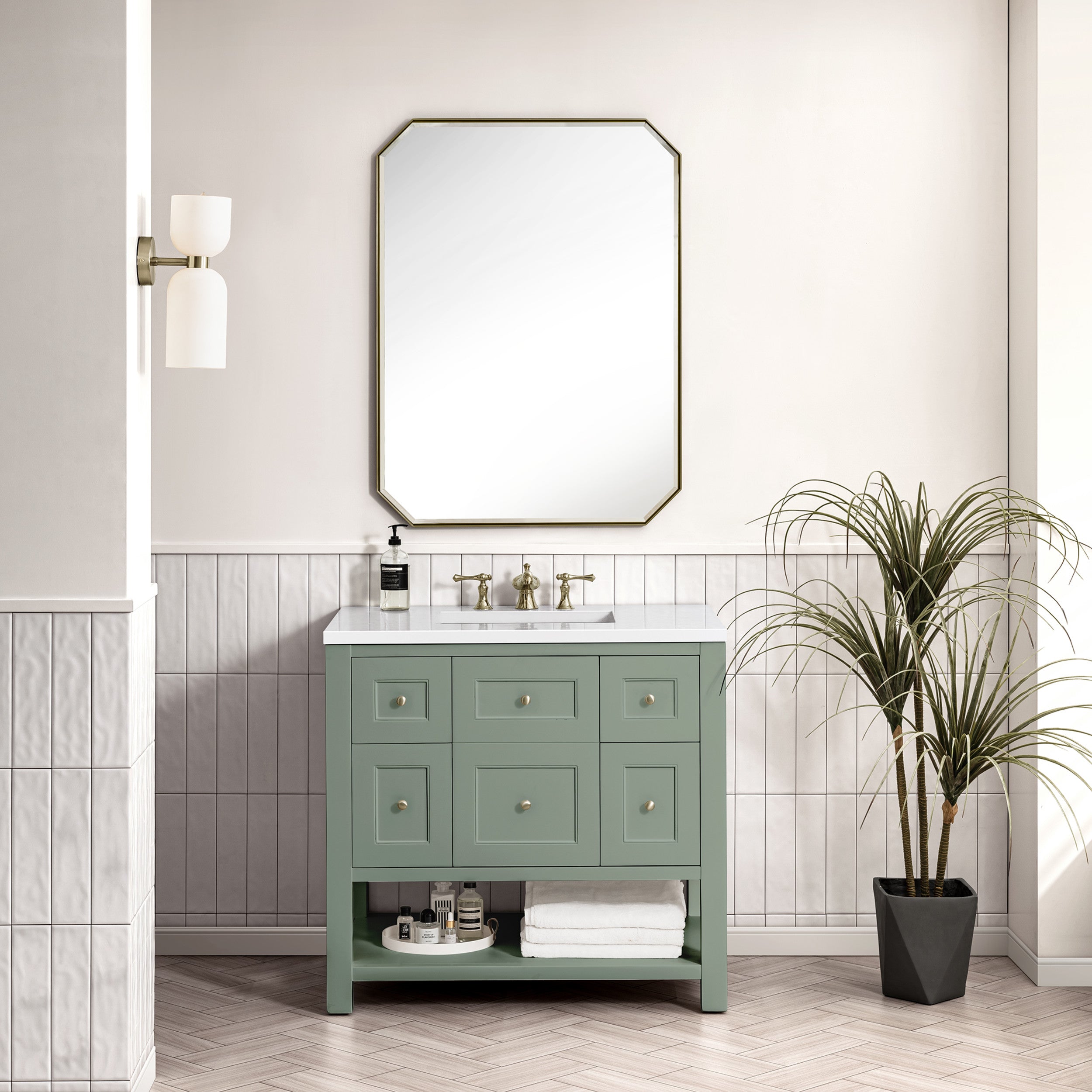 Smokey Celadon / White Zeus - 3 Faucet Holes