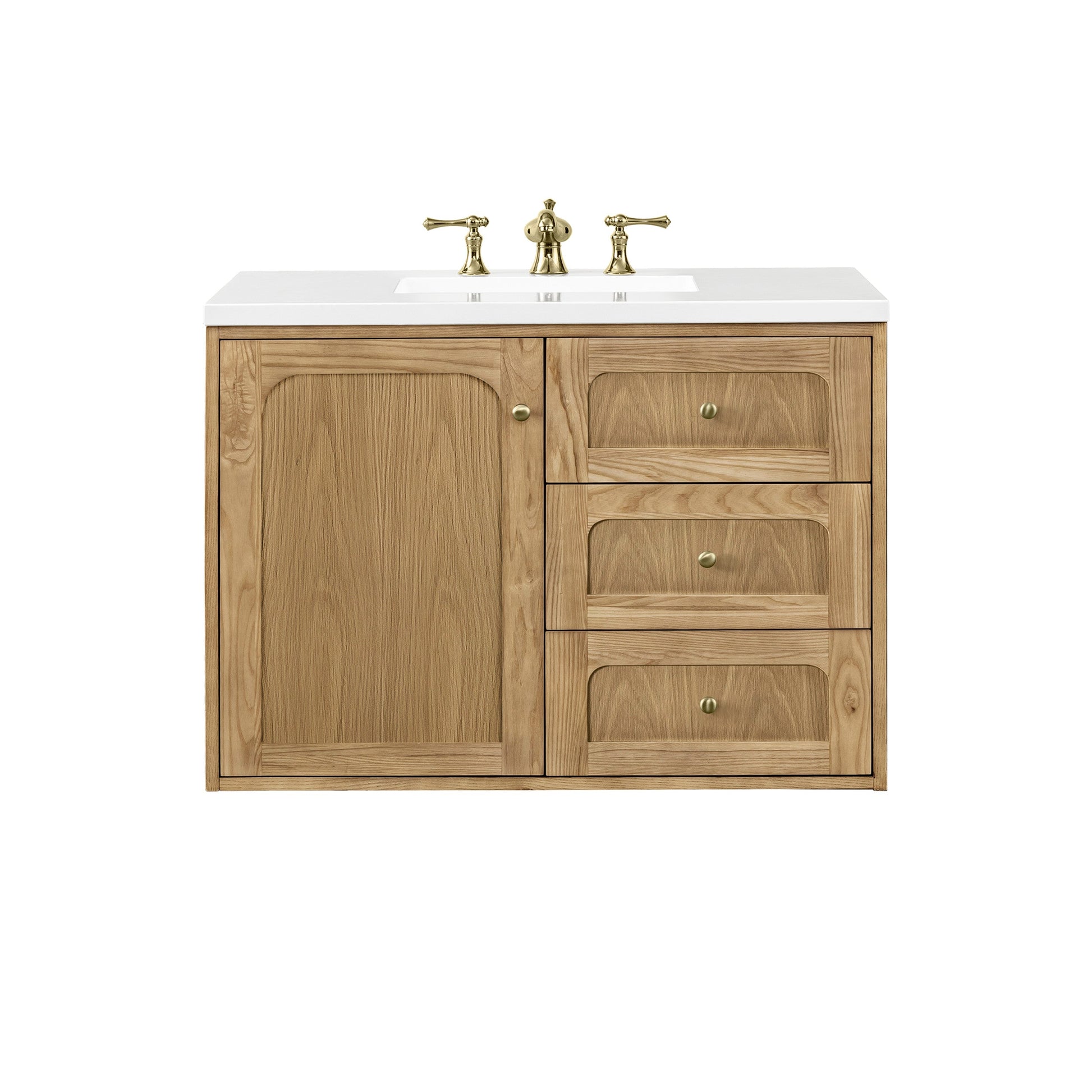 Light Natural Oak / White Zeus - 3 Faucet Holes