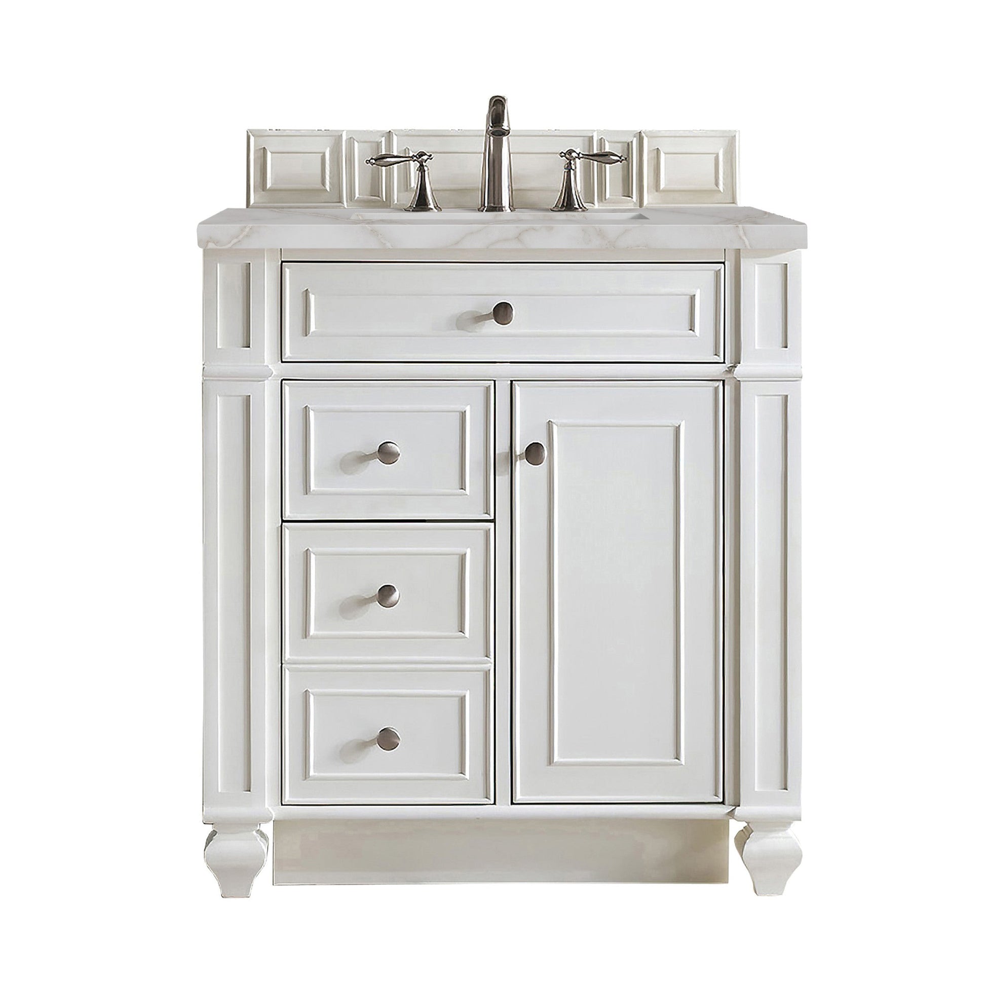 Bright White / Victorian Silver - 3 Faucet Holes