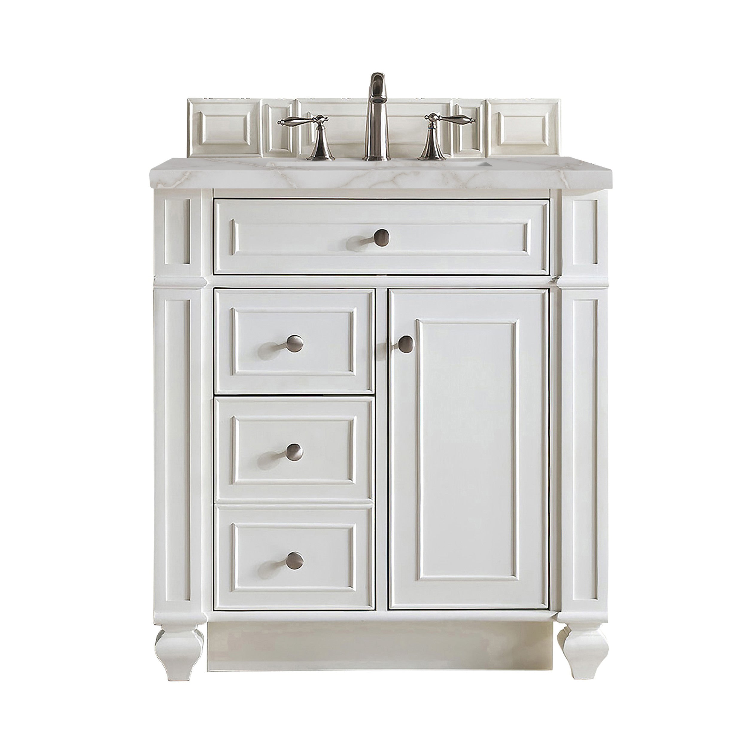 Bright White / Victorian Silver - 3 Faucet Holes
