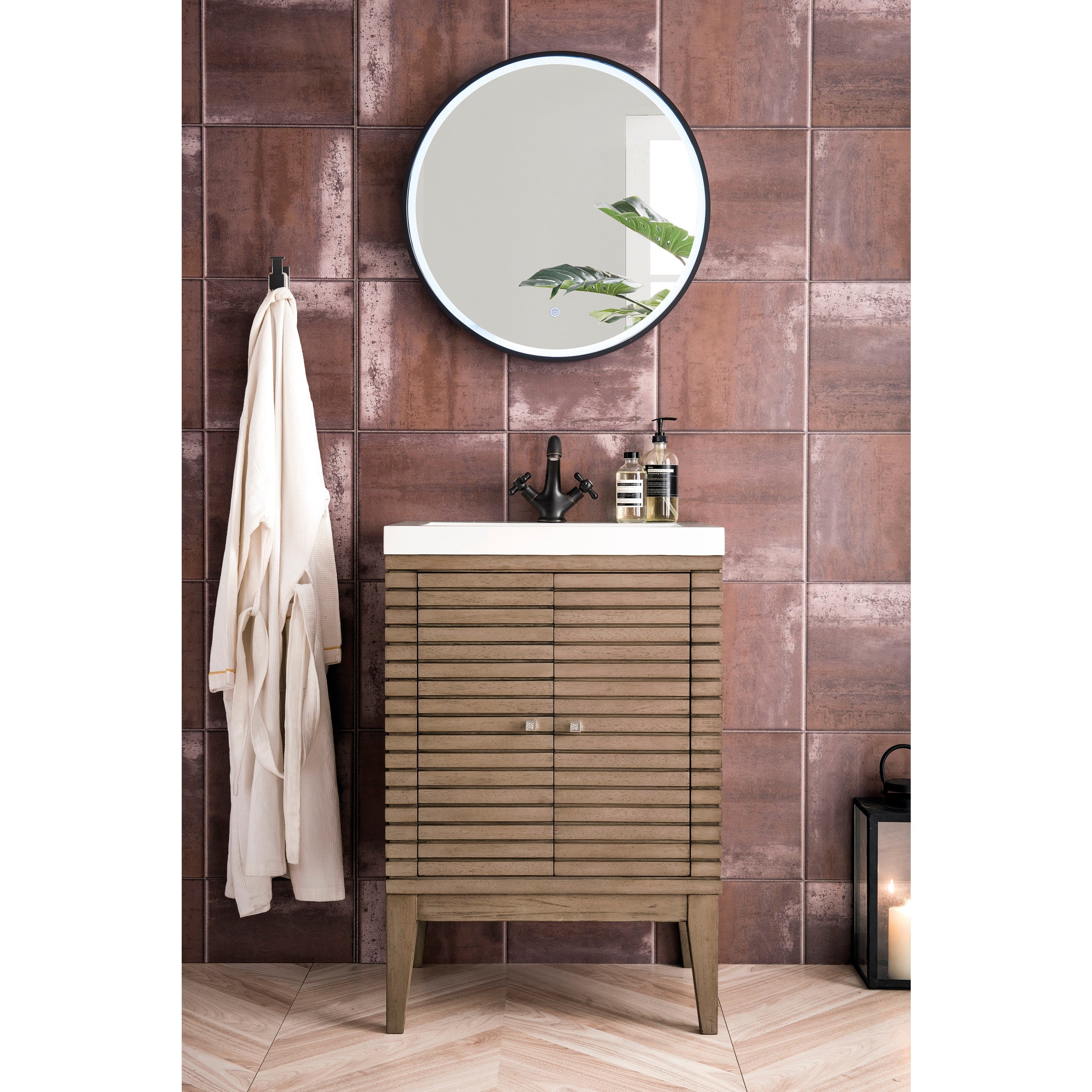 Whitewashed Walnut / White Glossy - 1 Faucet Hole
