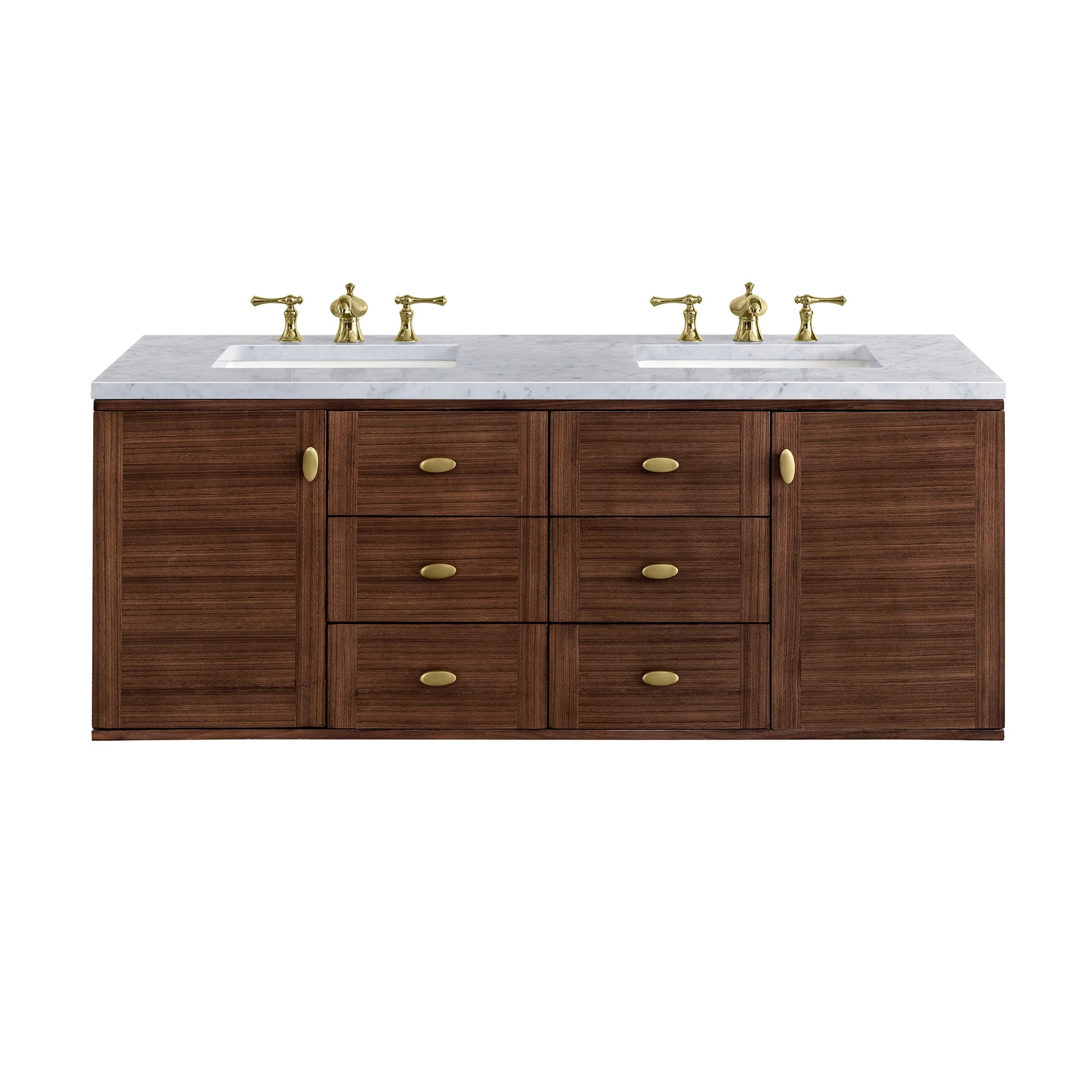 Mid-Century Walnut / Carrara White - 3 Faucet Holes