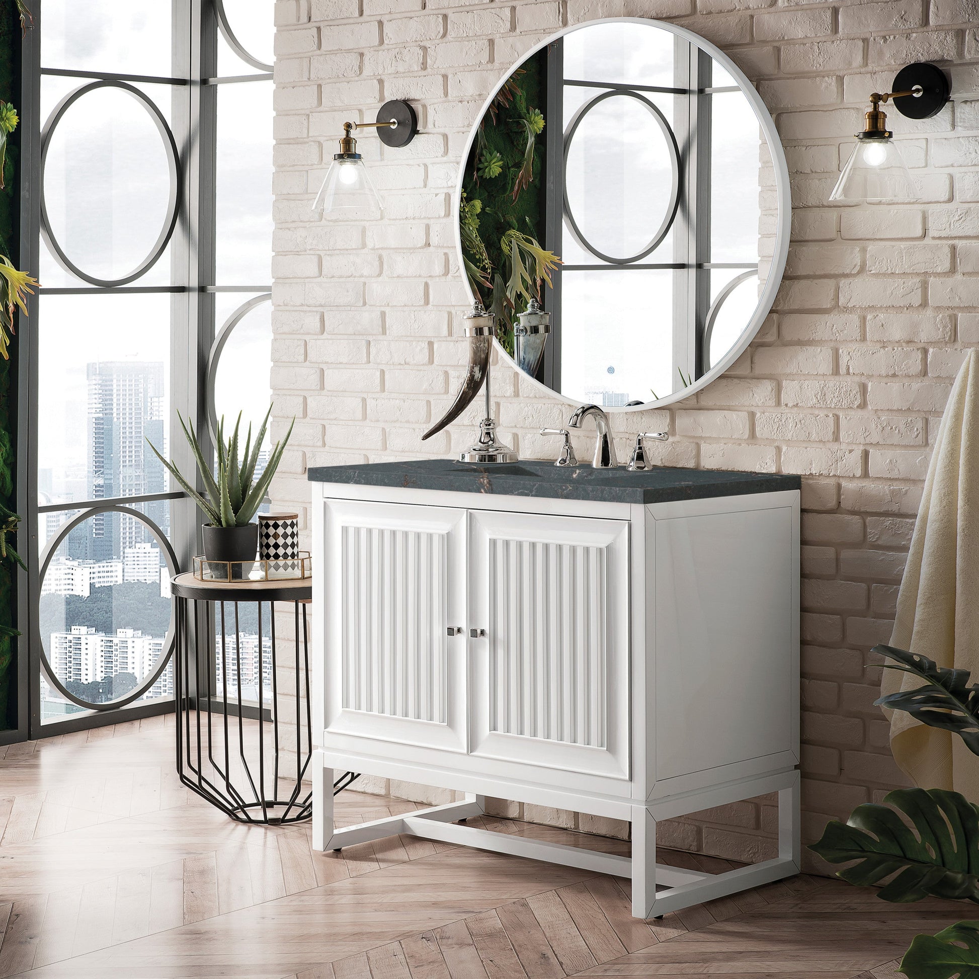 Glossy White / Parisien Bleu - 3 Faucet Holes