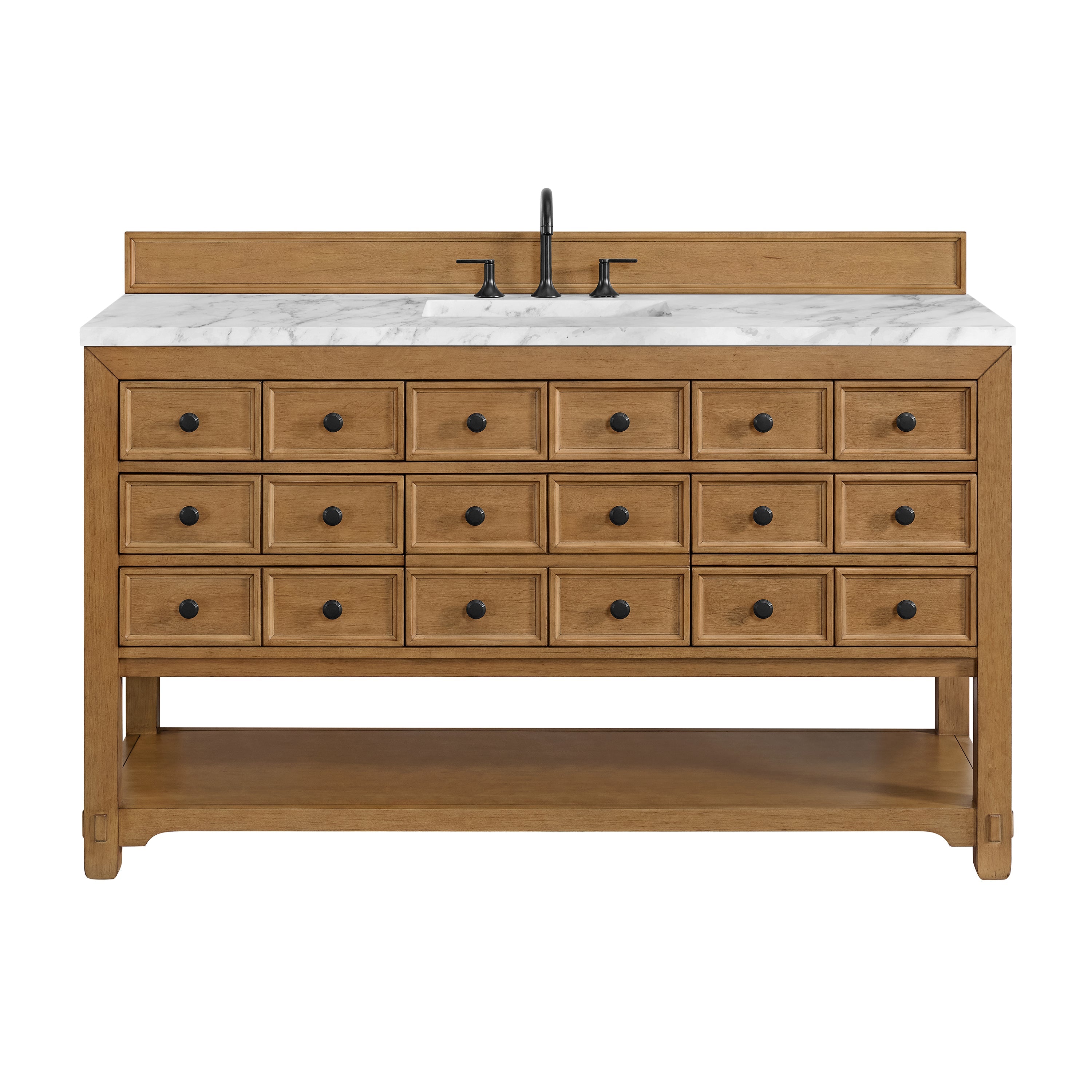 Amber Birch / Carrara White - 3 Faucet Holes