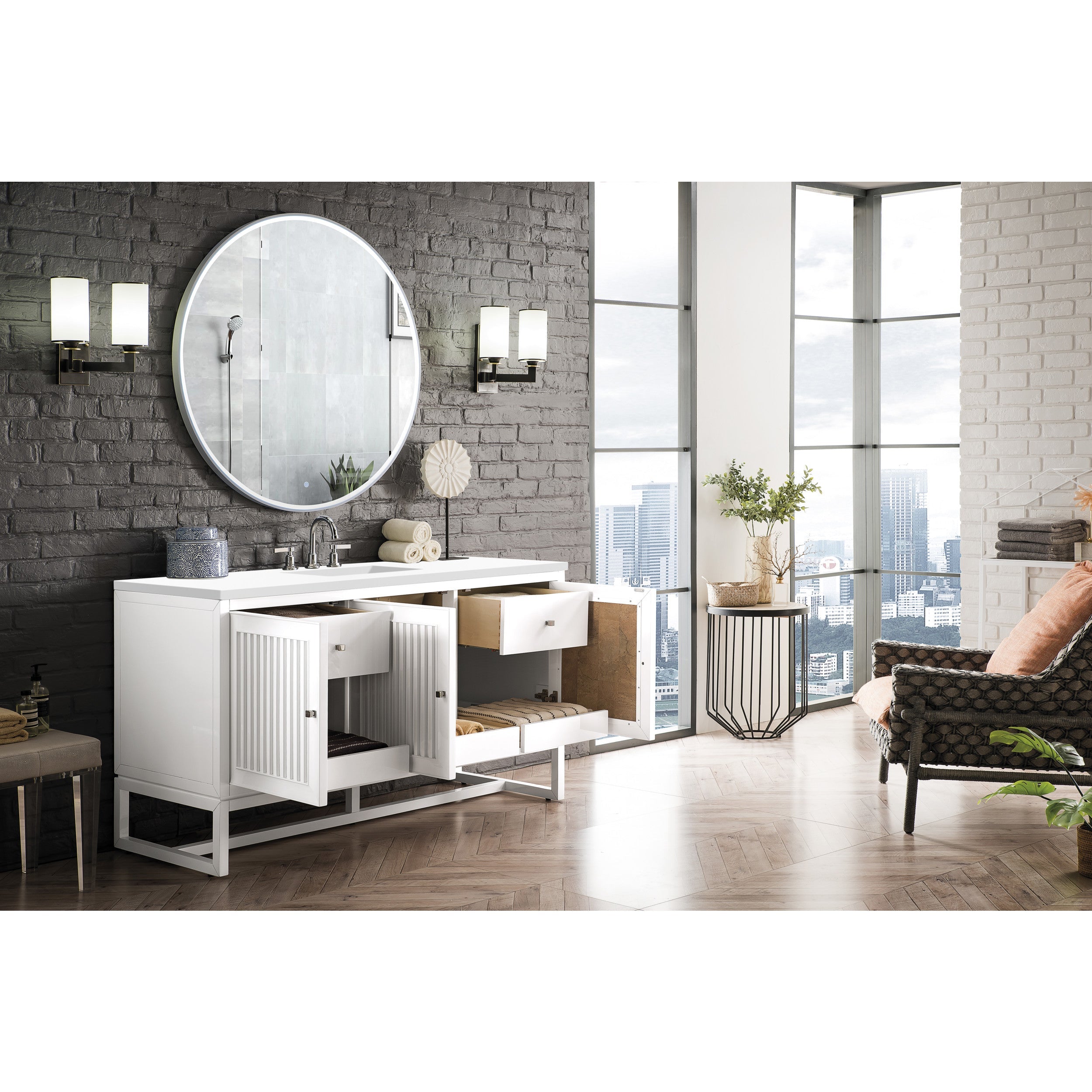 Glossy White / White Zeus - 3 Faucet Holes