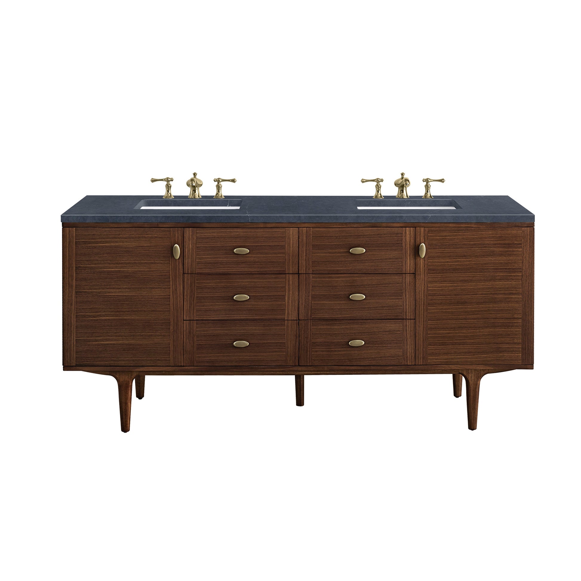 Mid-Century Walnut / Charcoal Soapstone - 3 Faucet Holes