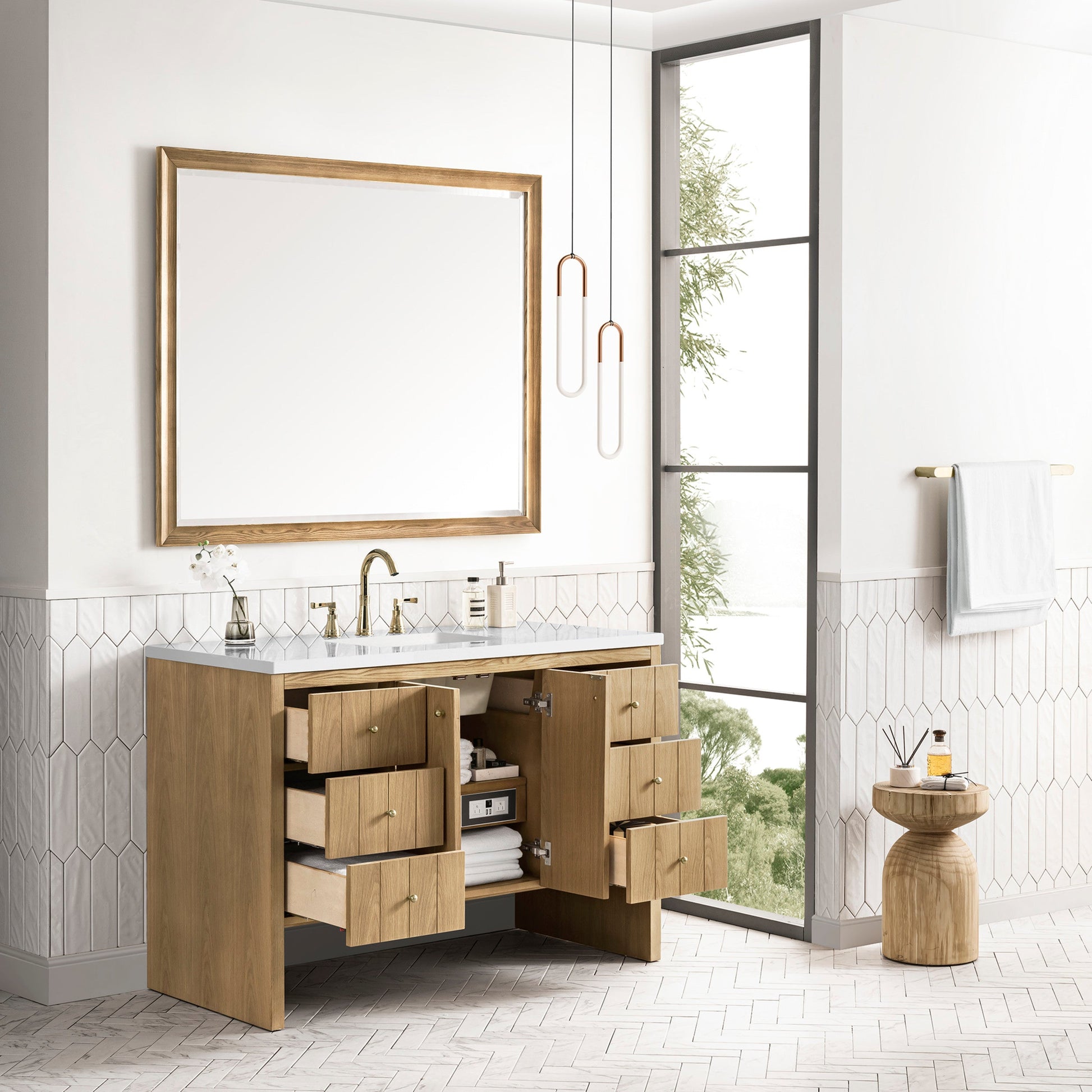 Light Natural Oak / White Zeus - 3 Faucet Holes