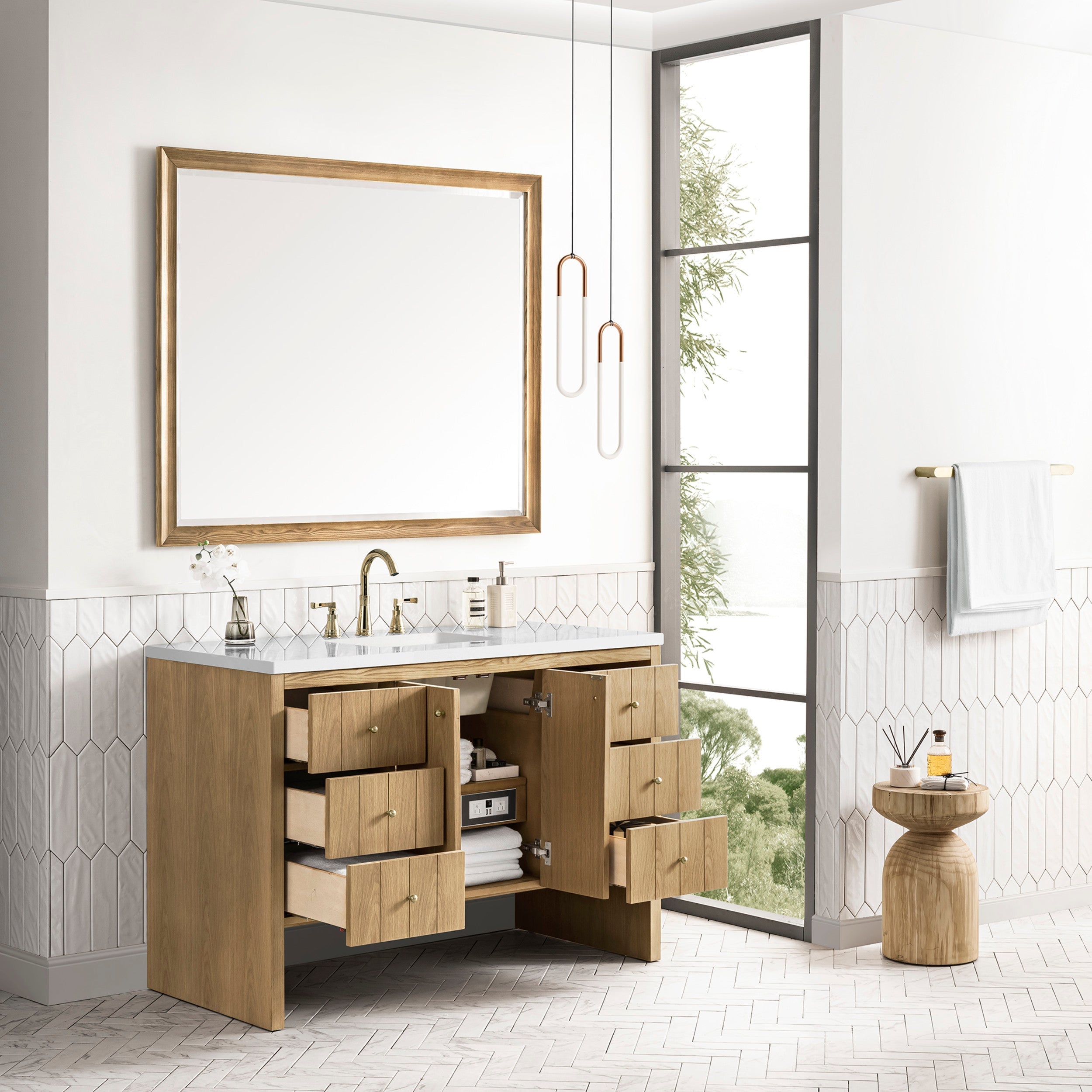 Light Natural Oak / White Zeus - 3 Faucet Holes