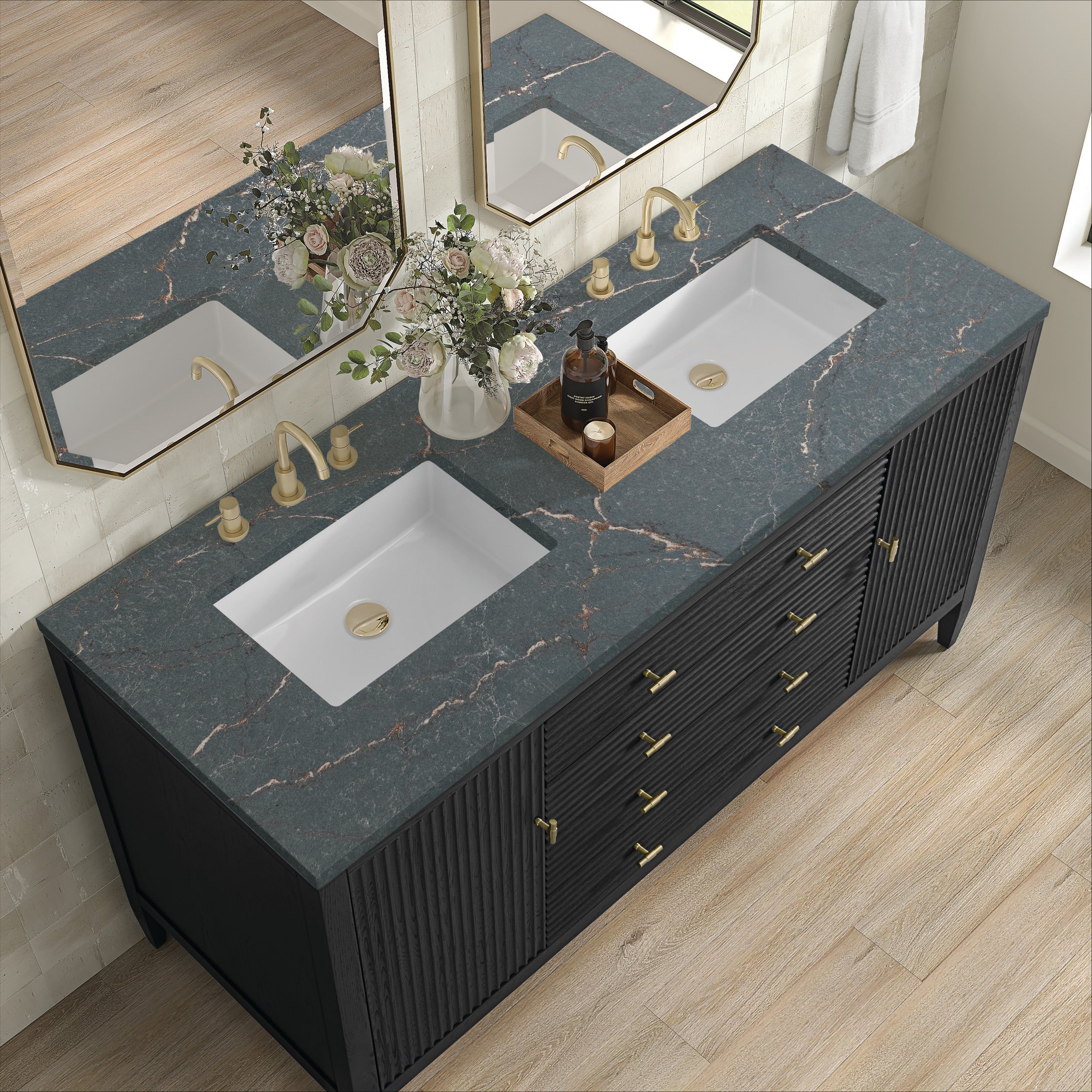 Carbon Oak / Parisien Bleu - 3 Faucet Holes