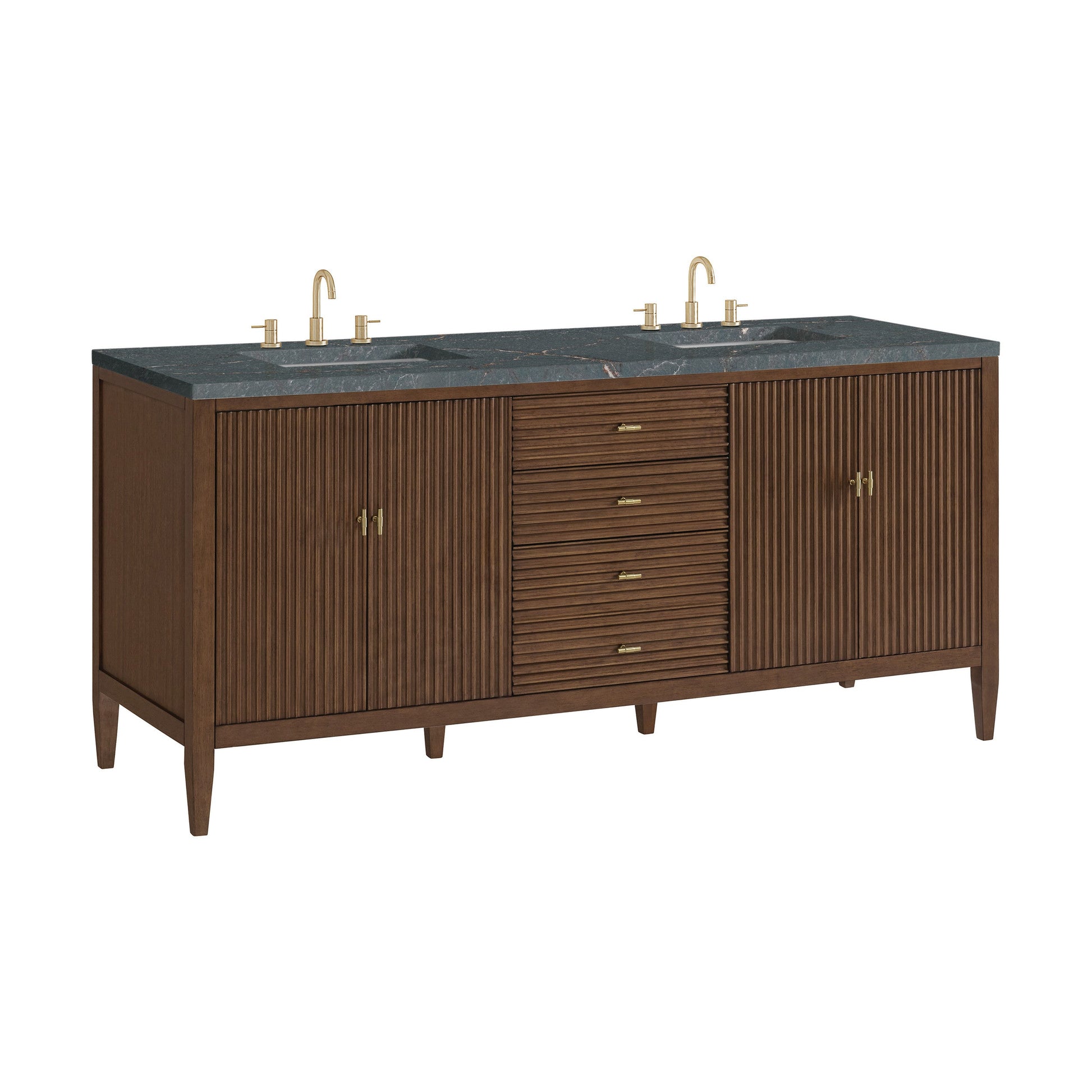 Mid-Century Walnut / Parisien Bleu - 3 Faucet Holes