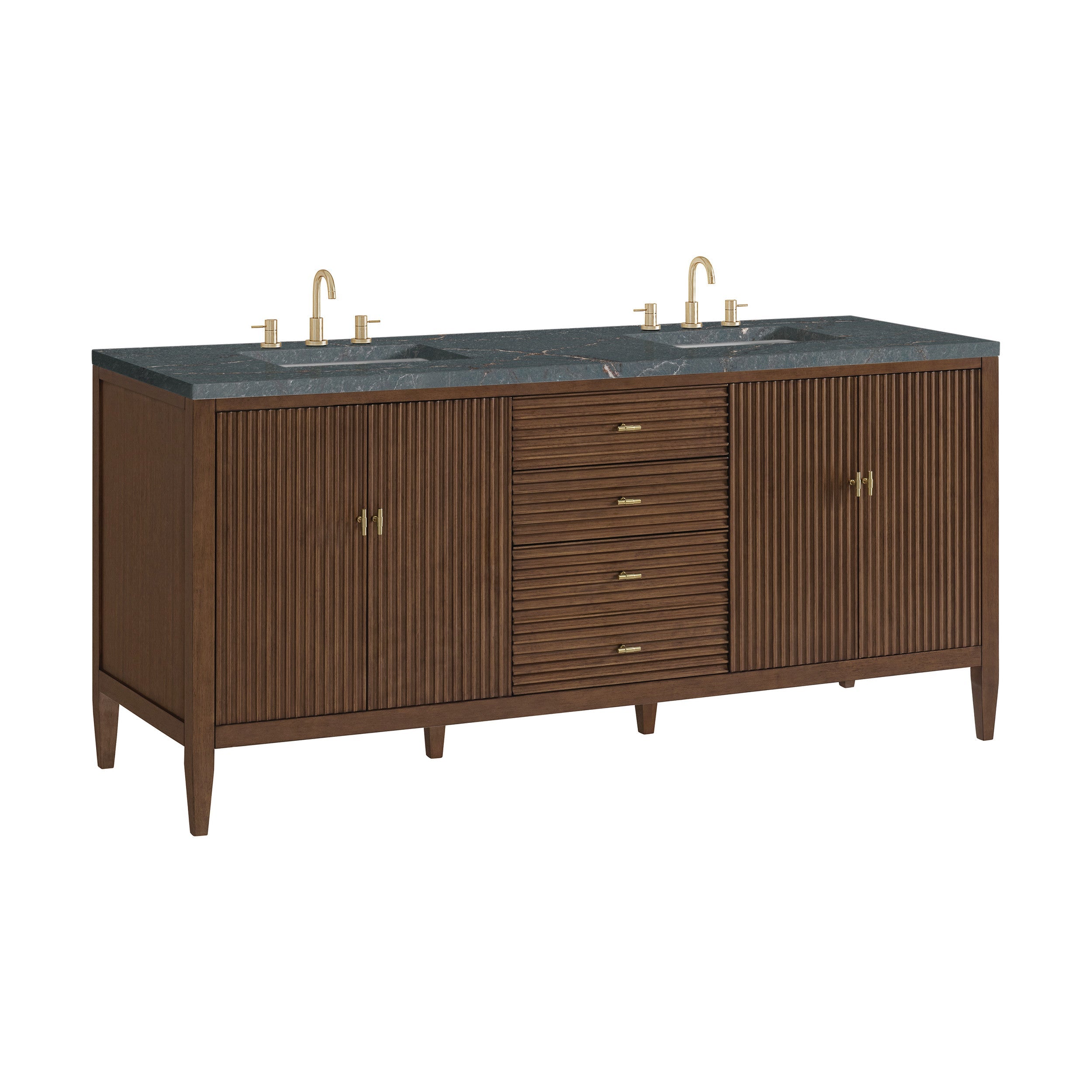 Mid-Century Walnut / Parisien Bleu - 3 Faucet Holes