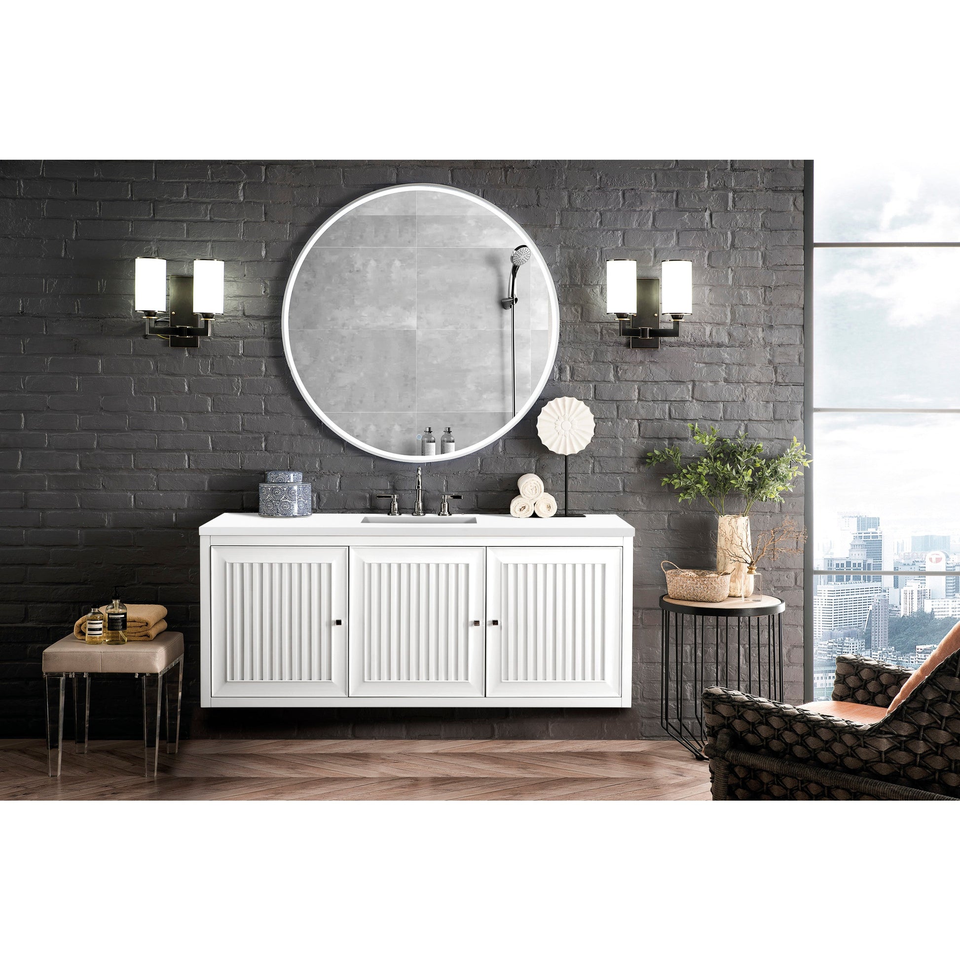 Glossy White / White Zeus - 3 Faucet Holes