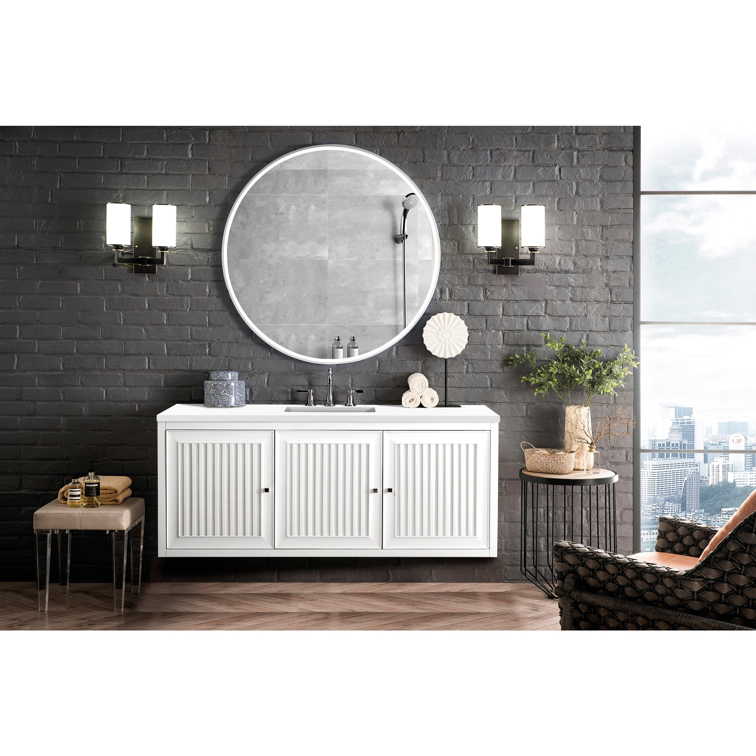 Glossy White / White Zeus - 3 Faucet Holes