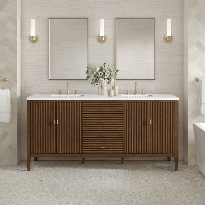 Mid-Century Walnut / White Zeus - 3 Faucet Holes