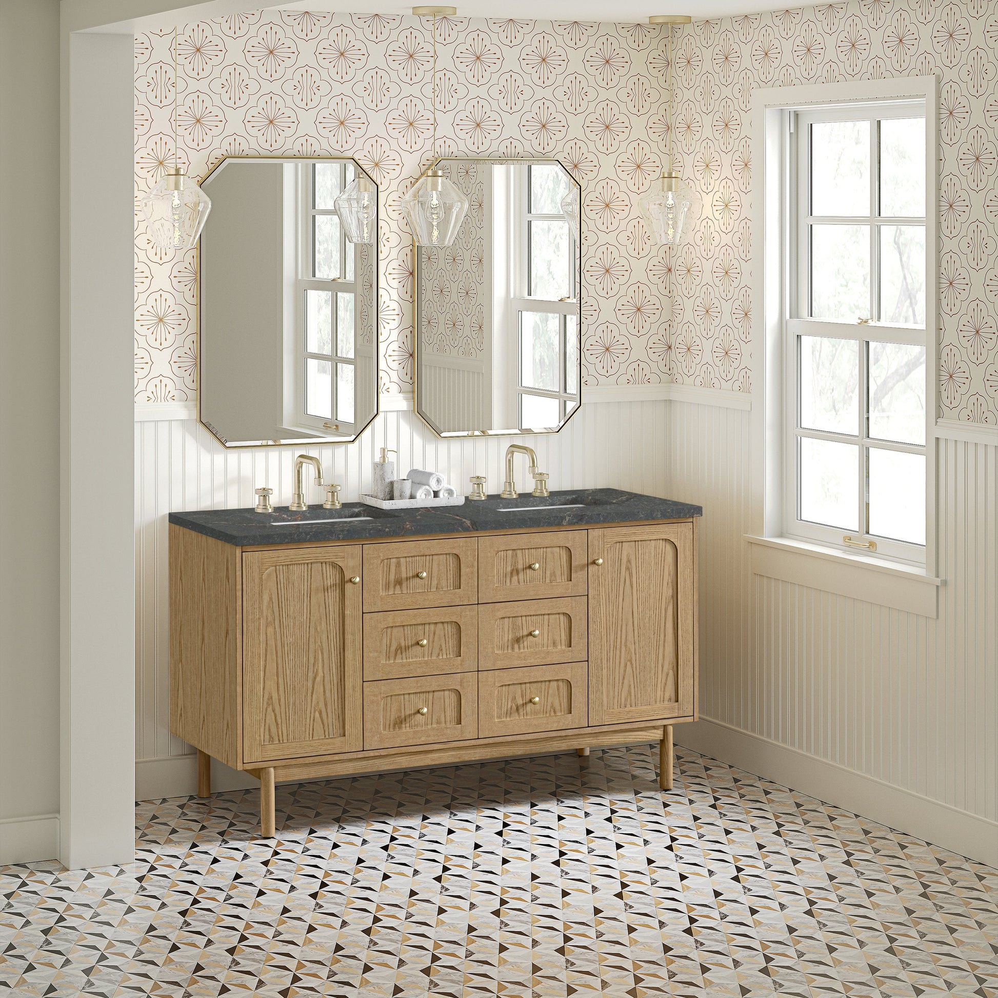 Light Natural Oak / Parisien Bleu - 3 Faucet Holes