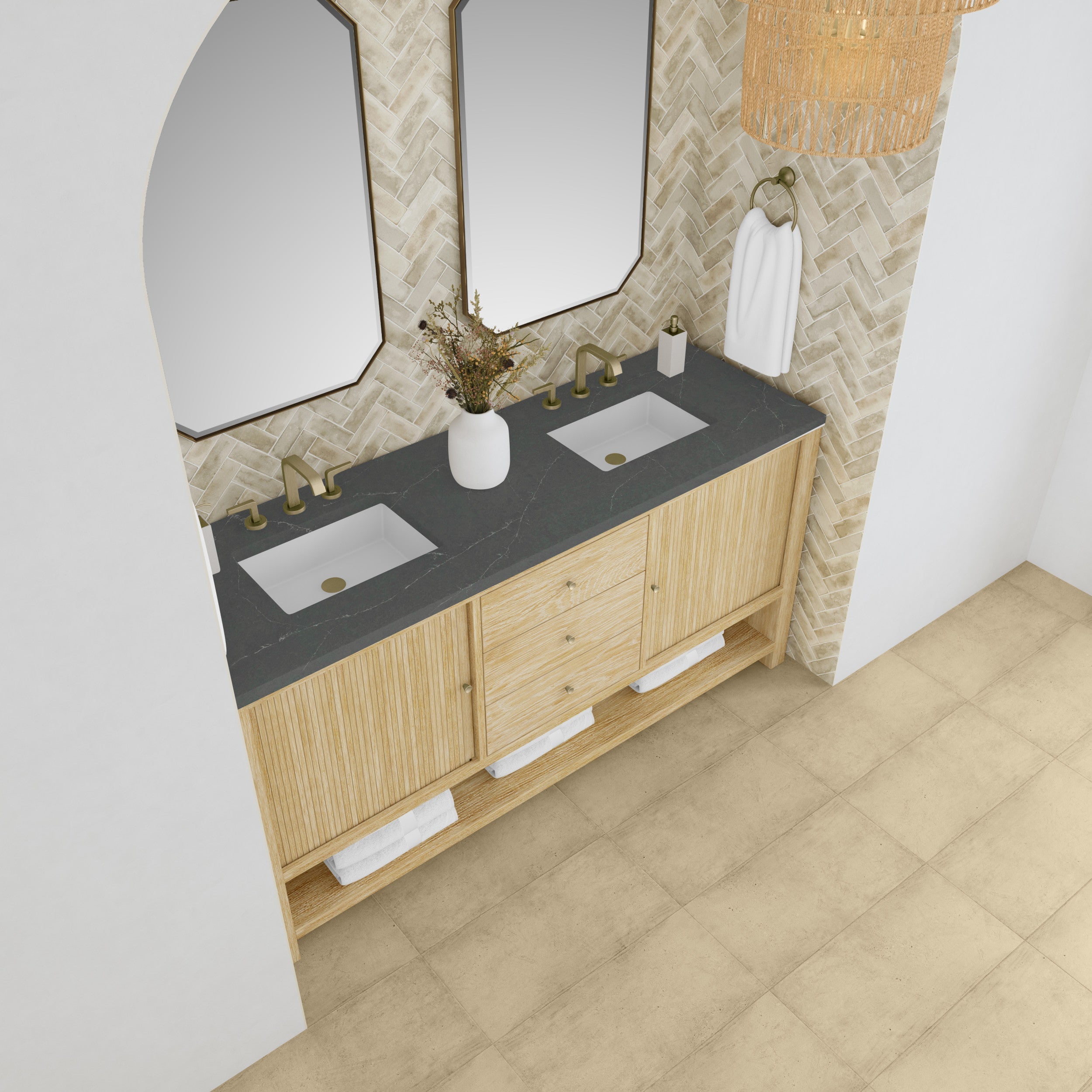 Sunwashed Oak / Charcoal Soapstone - 3 Faucet Holes