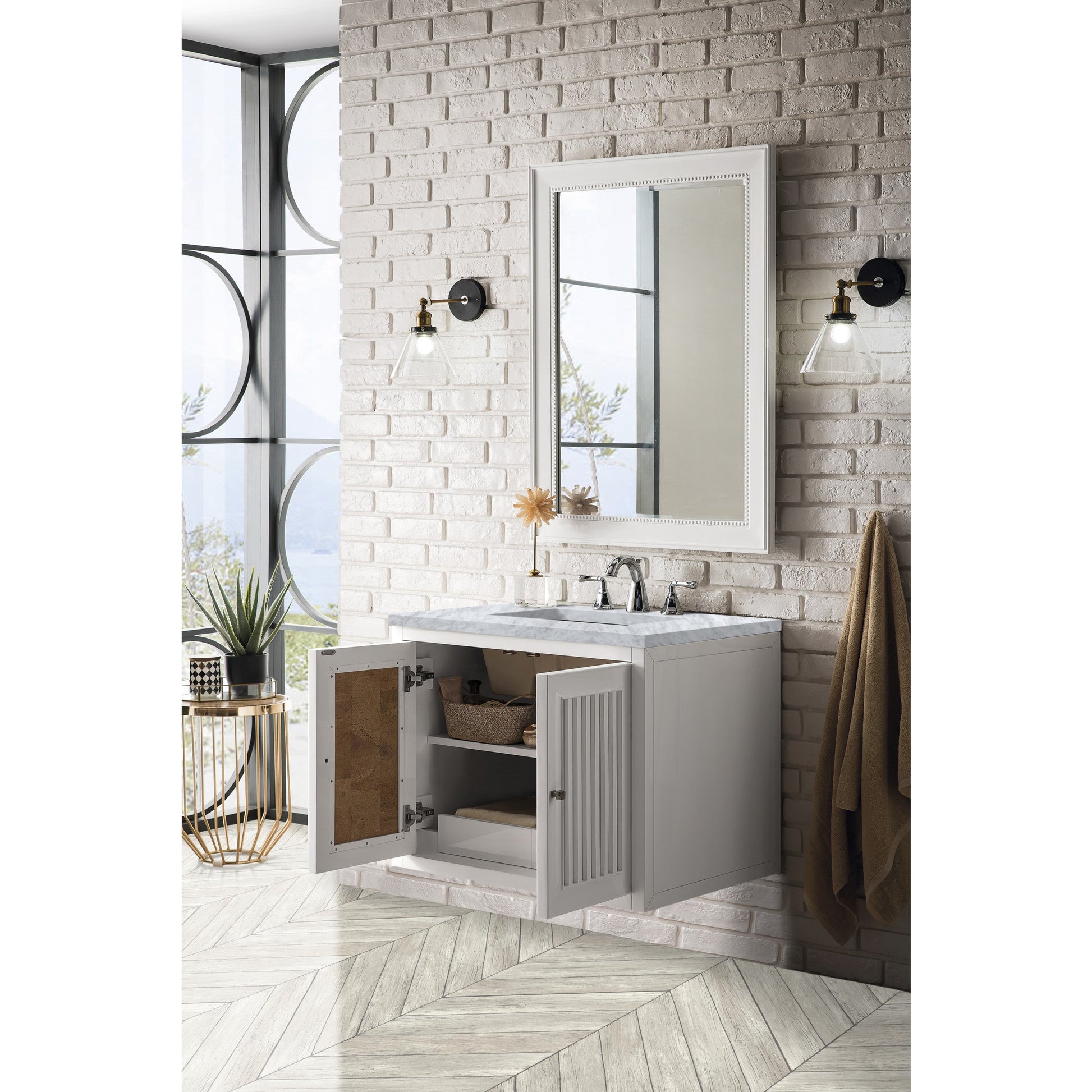 Glossy White / Carrara White - 3 Faucet Holes