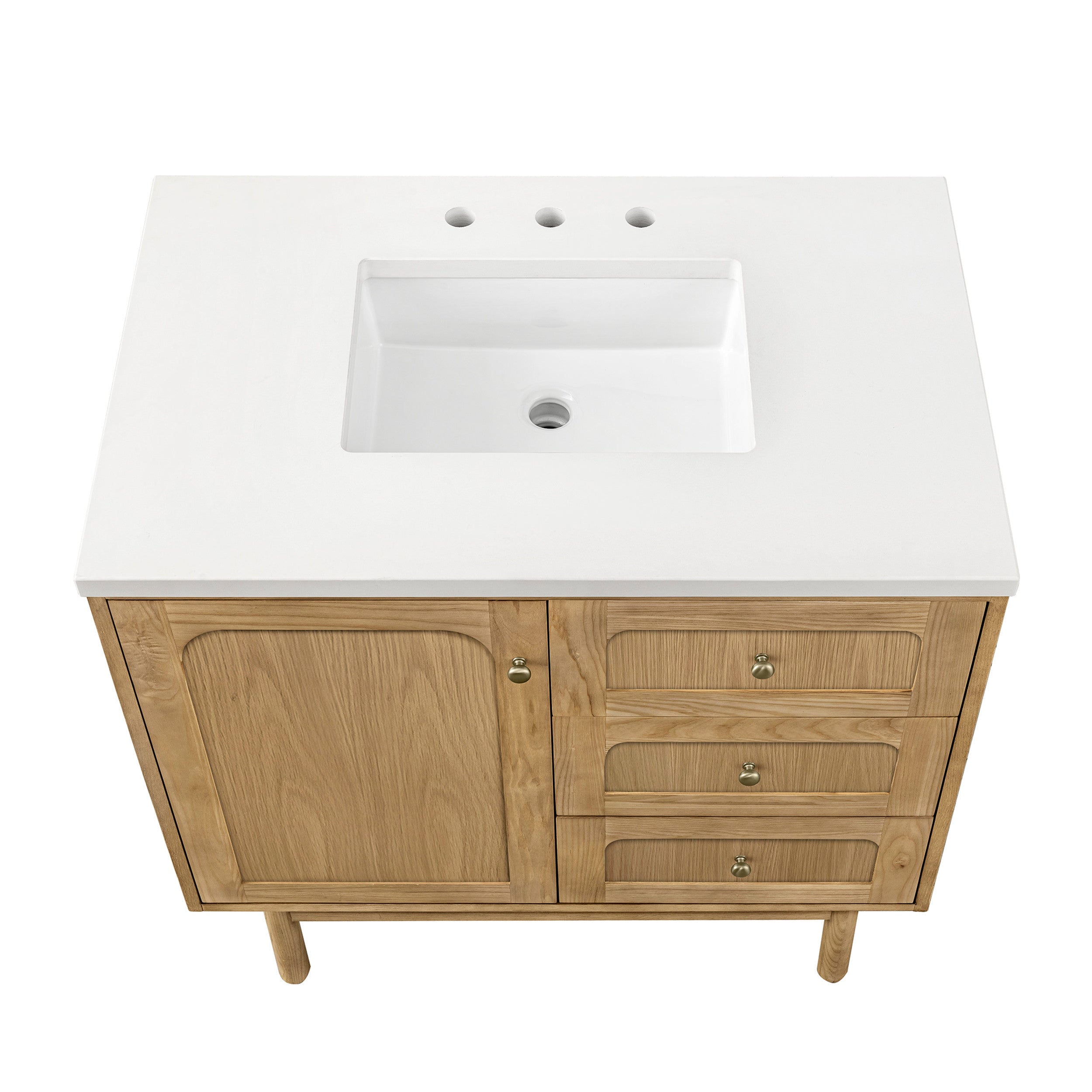Light Natural Oak / White Zeus - 3 Faucet Holes