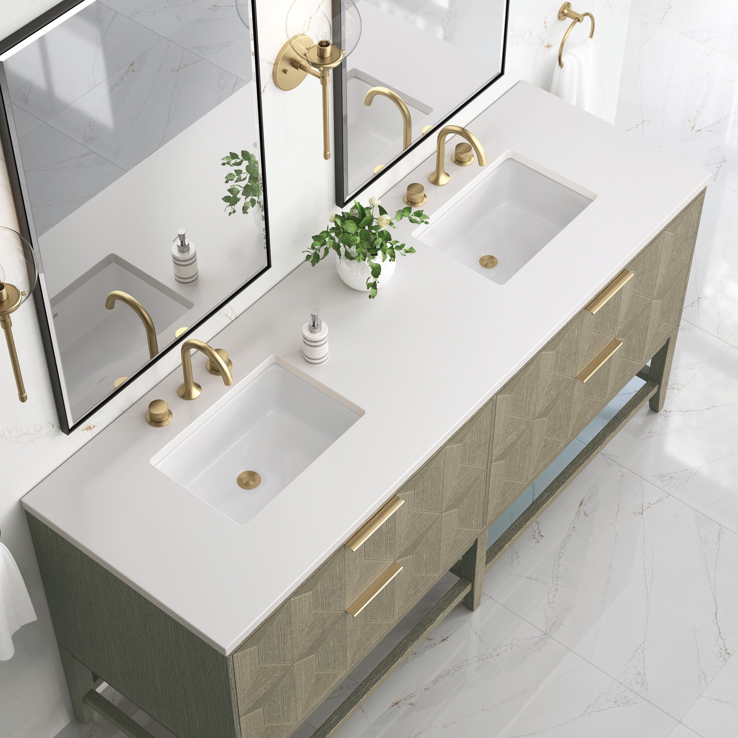 Pebble Oak / White Zeus - 3 Faucet Holes