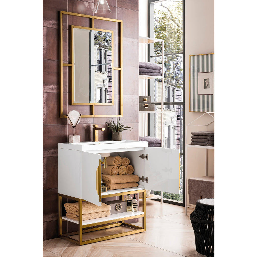 Glossy White / Radiant Gold / Glossy White - 1 Faucet Hole