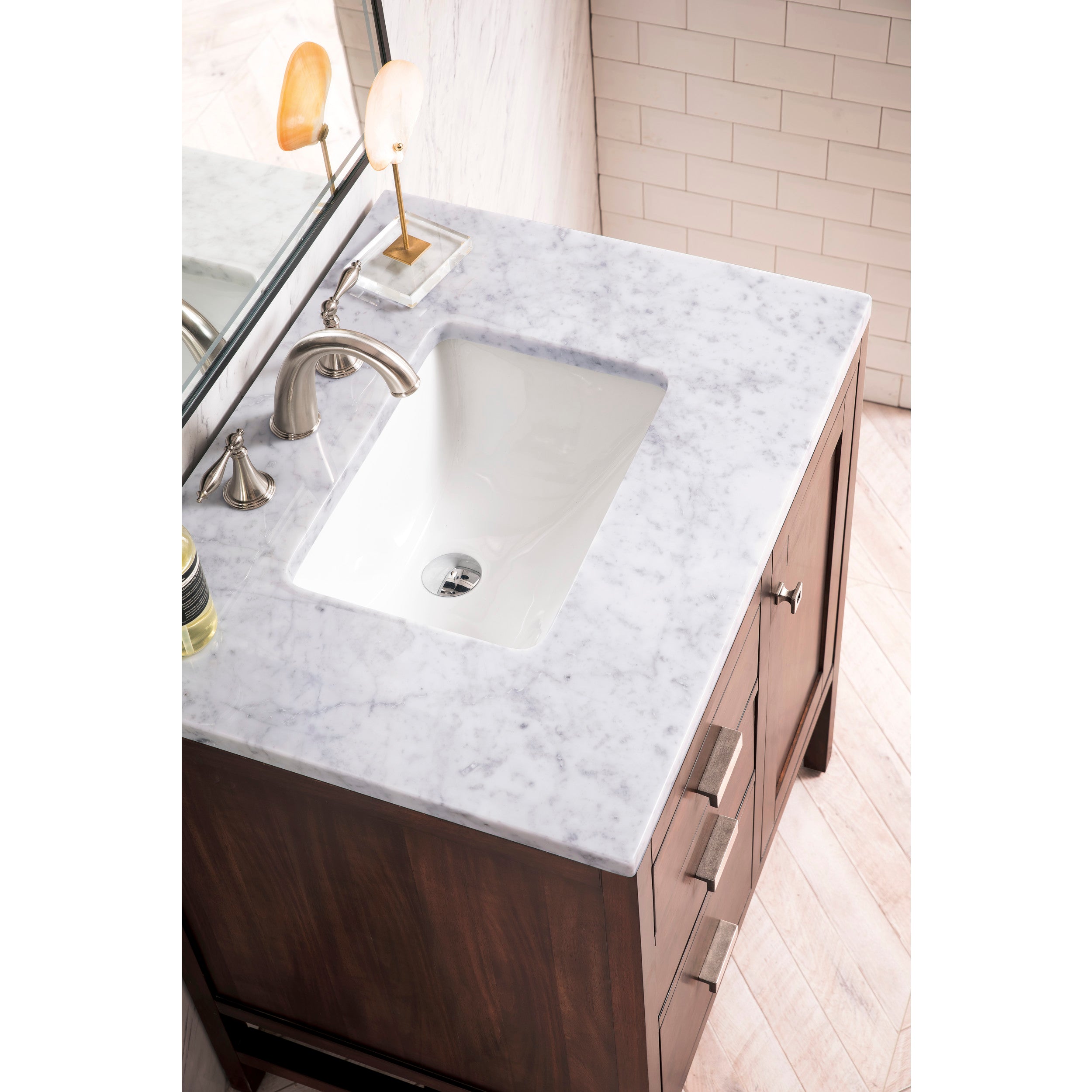 Mid-Century Acacia / Carrara White - 3 Faucet Holes