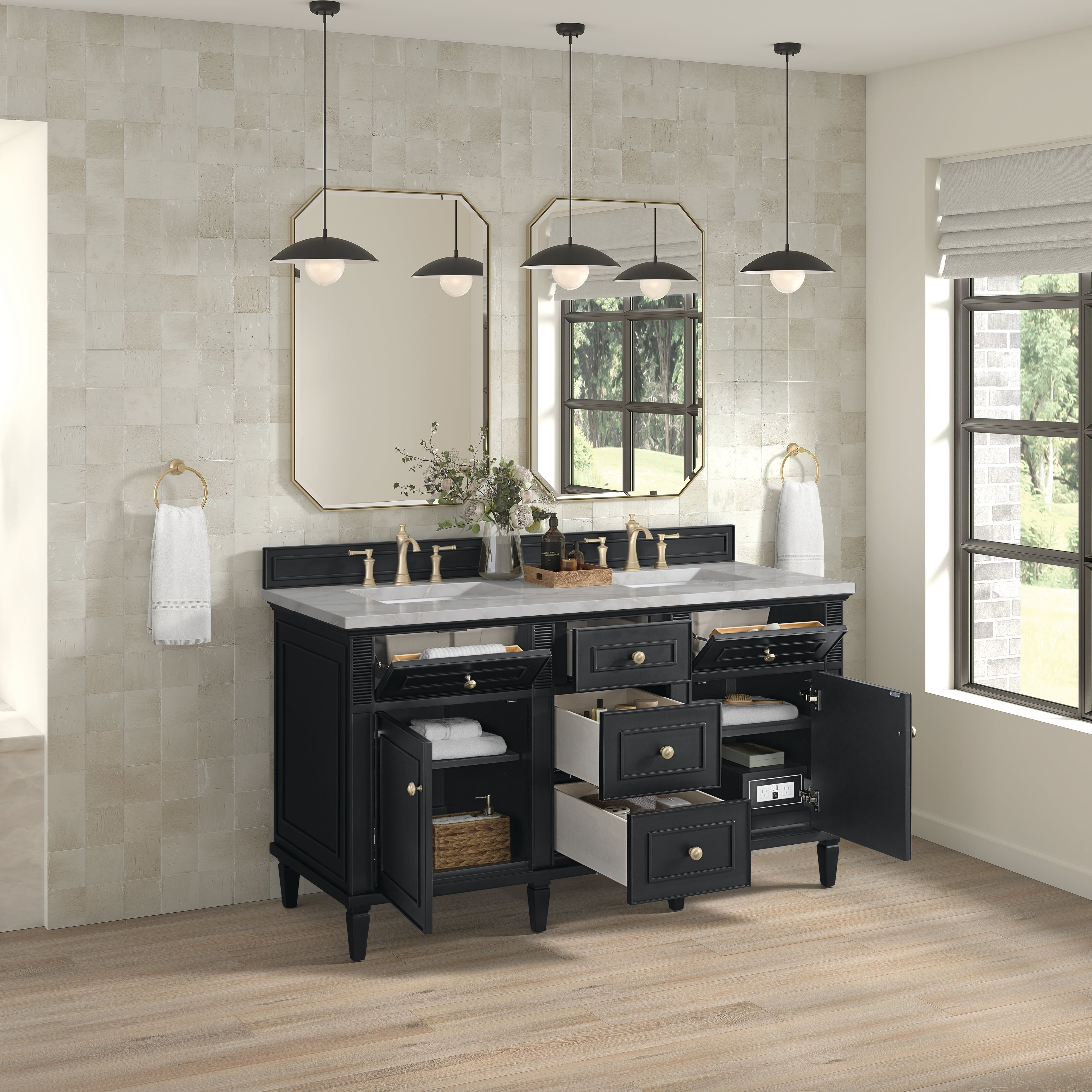Black Onyx / Victorian Silver - 3 Faucet Holes